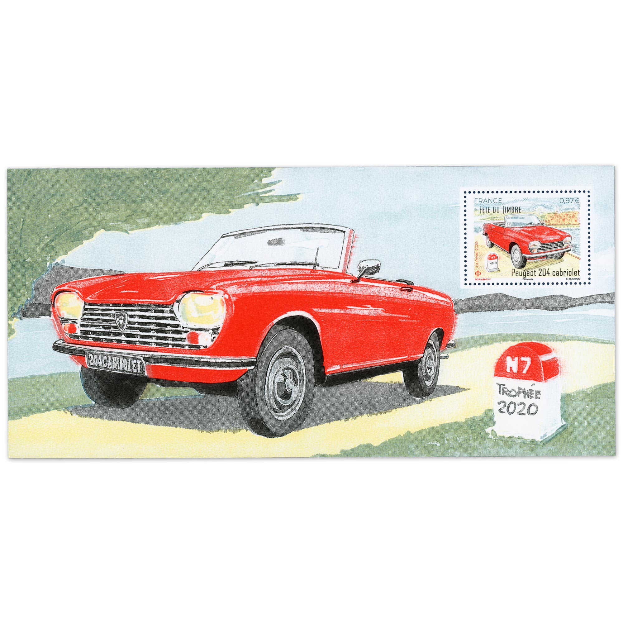 FRANCE, BLOC SOUVENIR N° 186, VOITURES ANCIENNES 204 CABRIOLET ANNÉE 2020 NEUF**