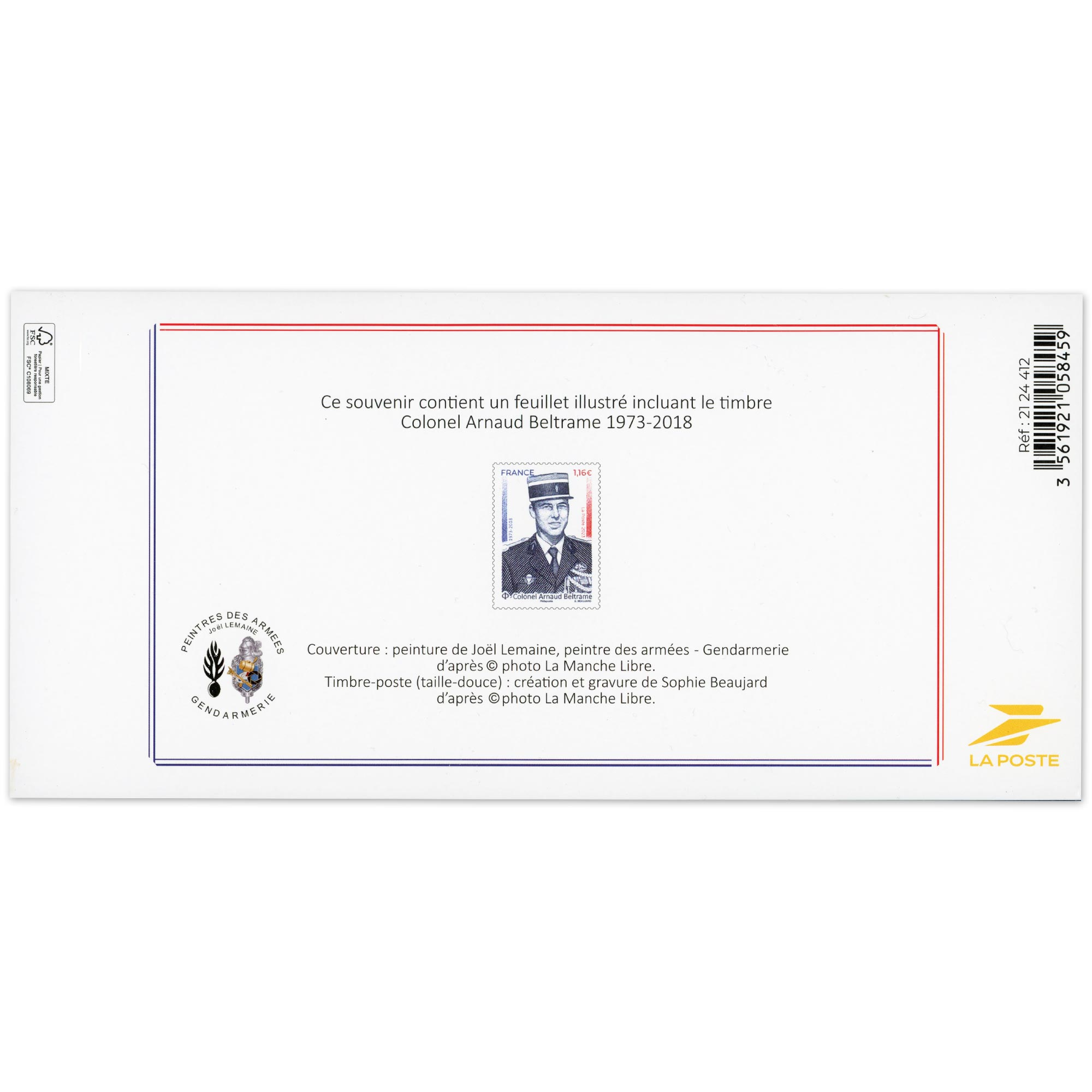 FRANCE, BLOC SOUVENIR N° 220, COLONEL ARNAUD BELTRAME ANNÉE 2024 - NEUF**