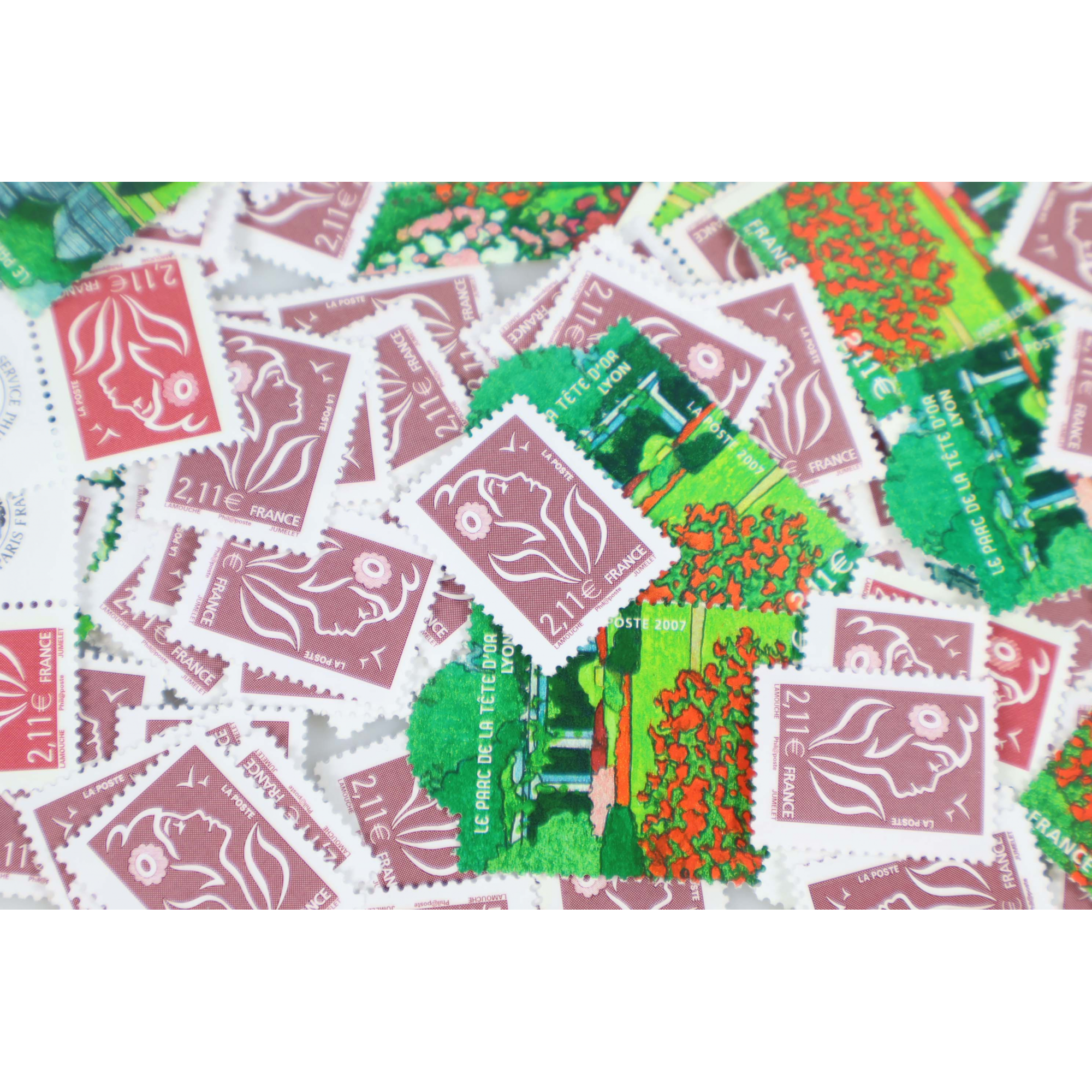 LOT DE 100 TIMBRES FRANCE NEUFS AFFRANCHISSEMENT 2.11 EUROS, SOUS FACIALE