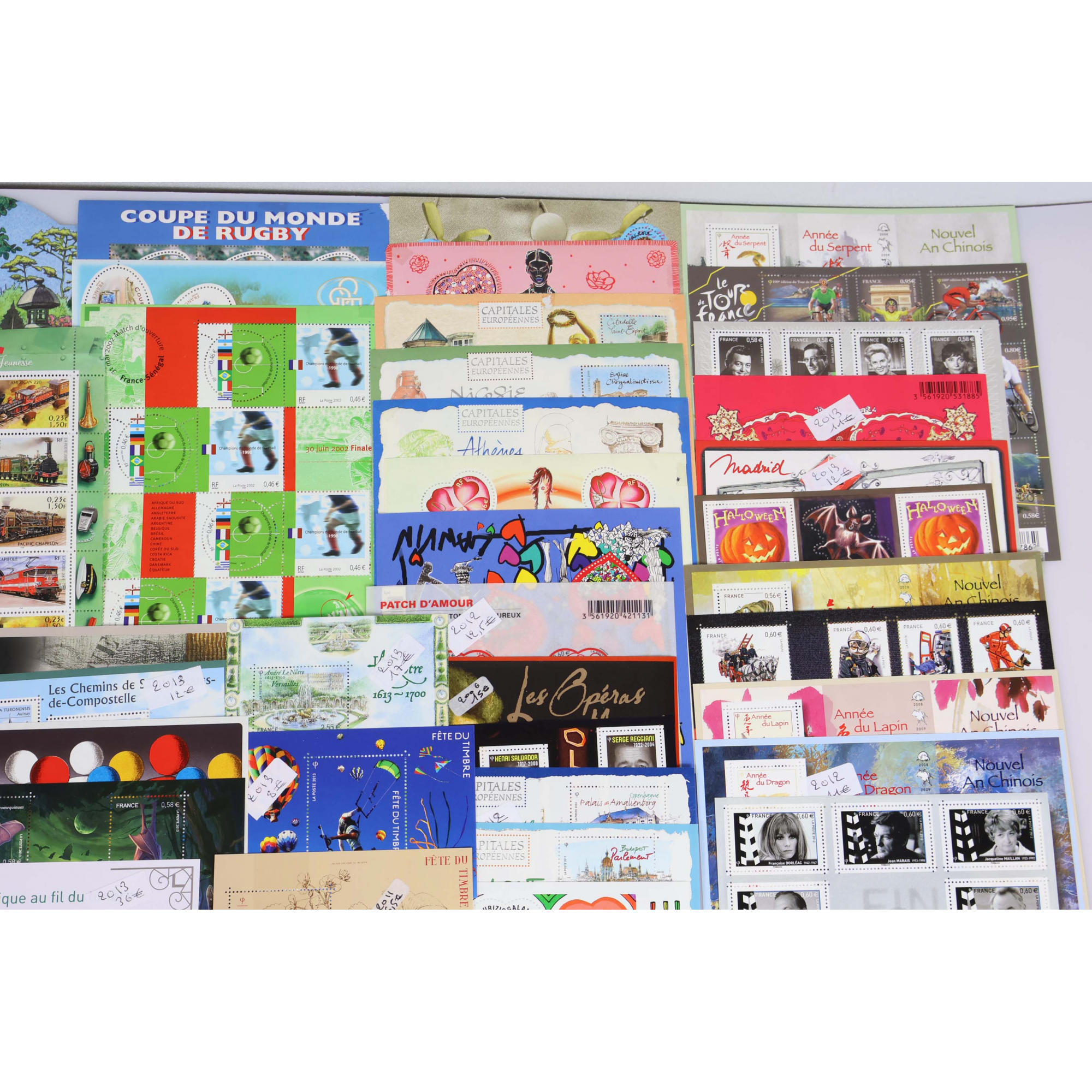 LOT BLOCS FEUILLETS/CARNETS TIMBRES EUROS AVEC DÉFAUTS POUR AFFRANCHIR VF 319€