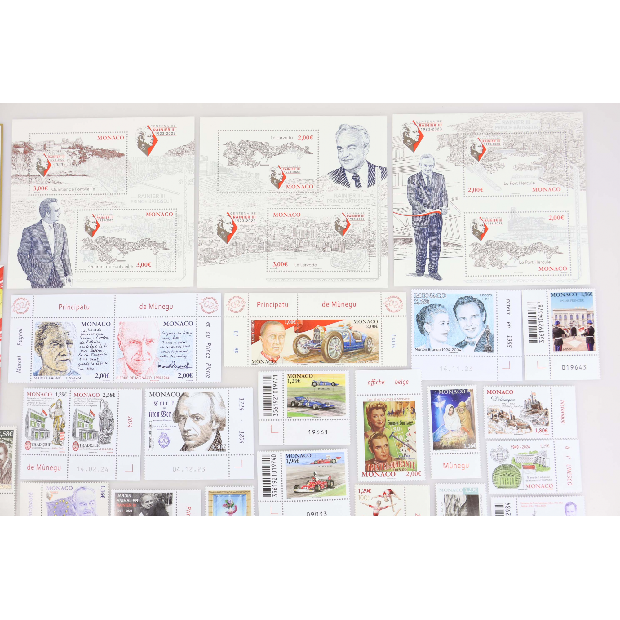 LOT DE MONACO ANNÉES 2023-2024 TIMBRES ET BLOCS-FEUILLETS NEUFS** FACIALE 123€