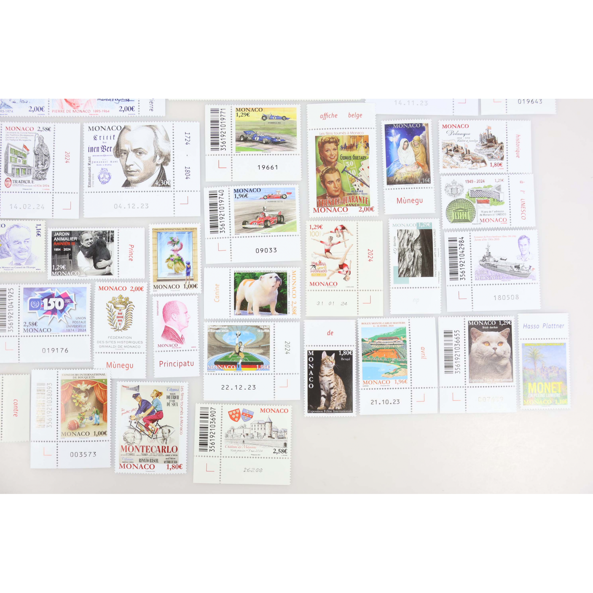 LOT DE MONACO ANNÉES 2023-2024 TIMBRES ET BLOCS-FEUILLETS NEUFS** FACIALE 123€