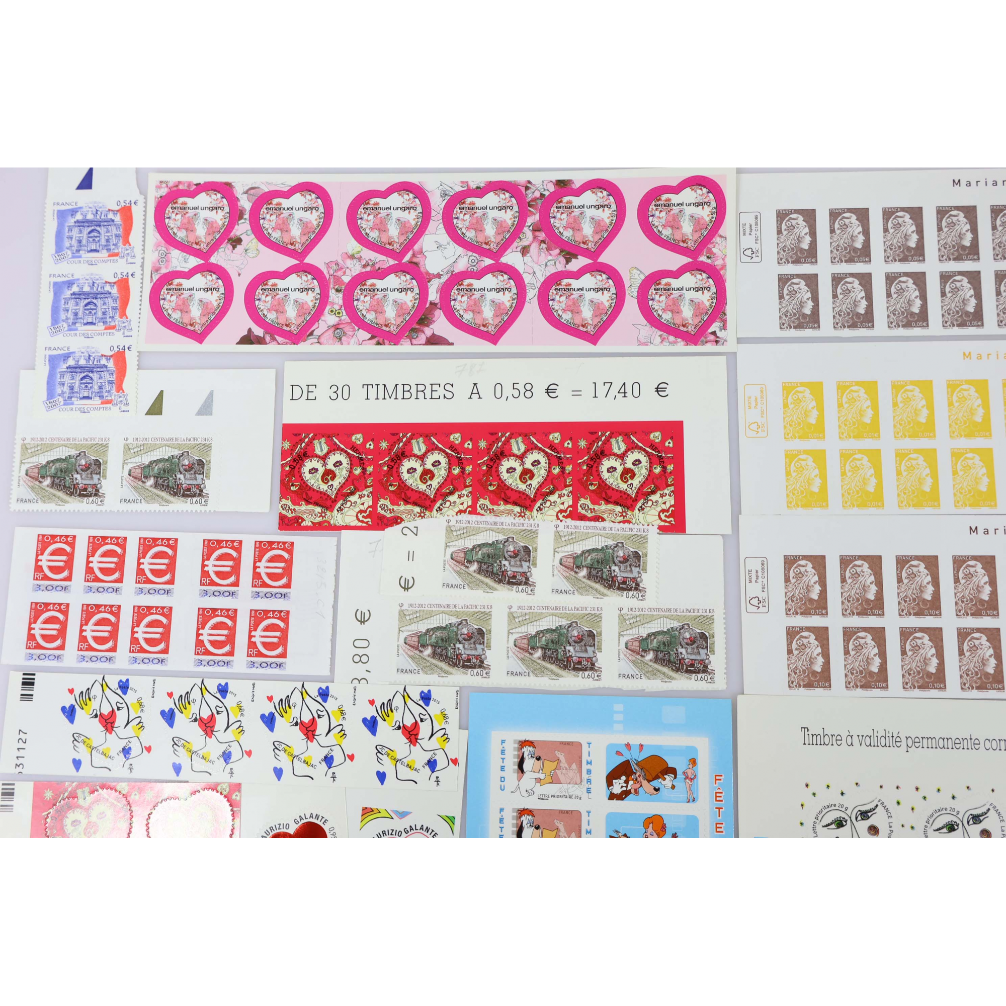 LOT DE FRANCE DE TIMBRES AUTOADHÉSIFS NEUFS** VALEUR FACIALE 94€ AVEC BCP DE VP