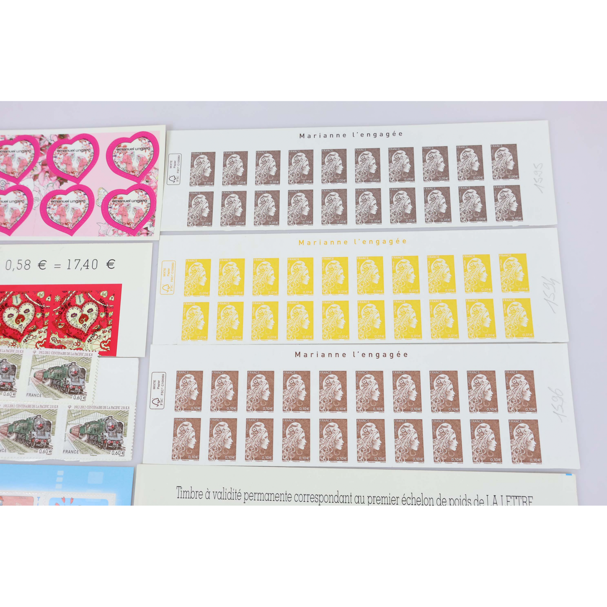 LOT DE FRANCE DE TIMBRES AUTOADHÉSIFS NEUFS** VALEUR FACIALE 94€ AVEC BCP DE VP