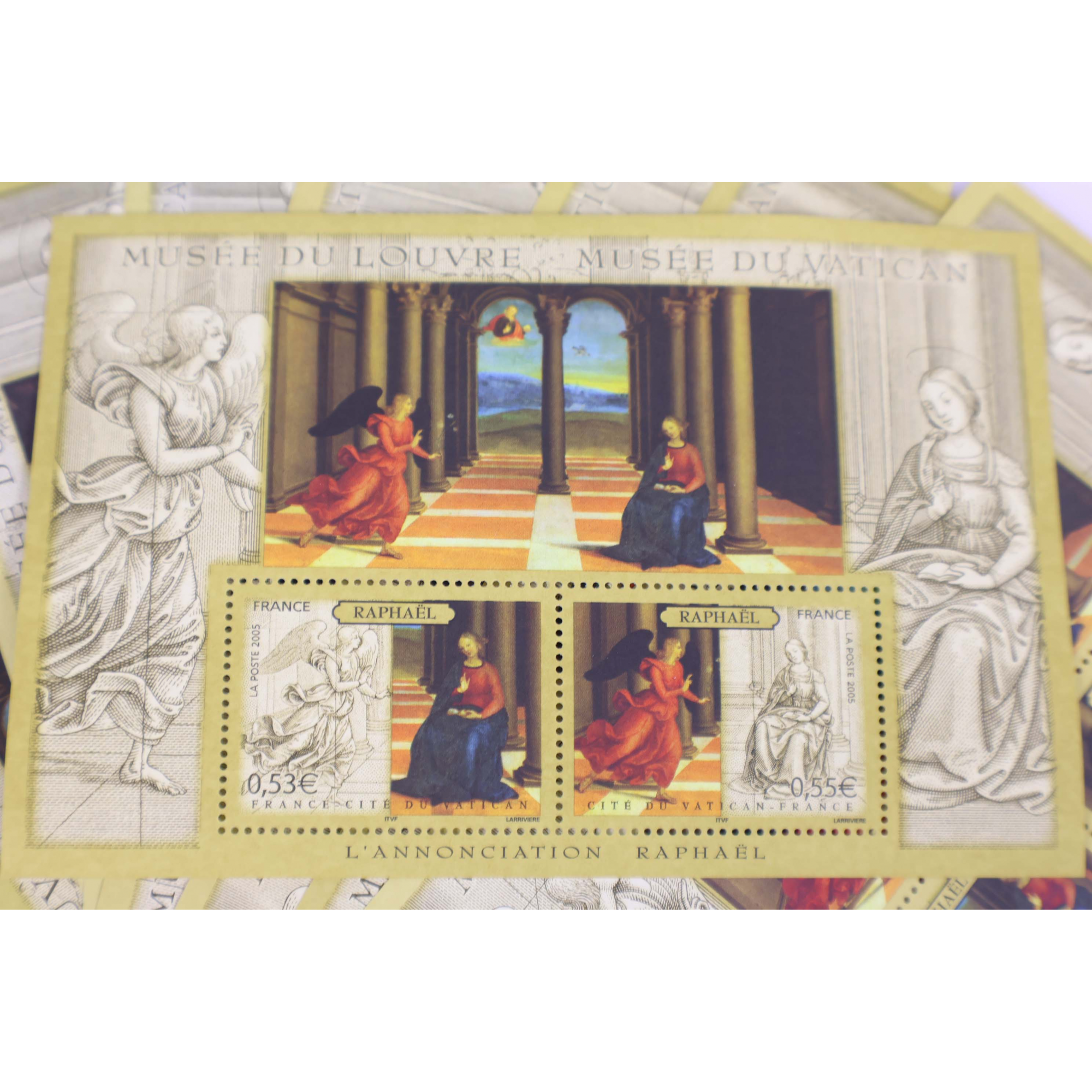 LOT DE 50 BLOCS N° 90 L'ANNONCIATION MUSÉE LOUVRE/VATICAN TIMBRES NEUFS** VF 54€