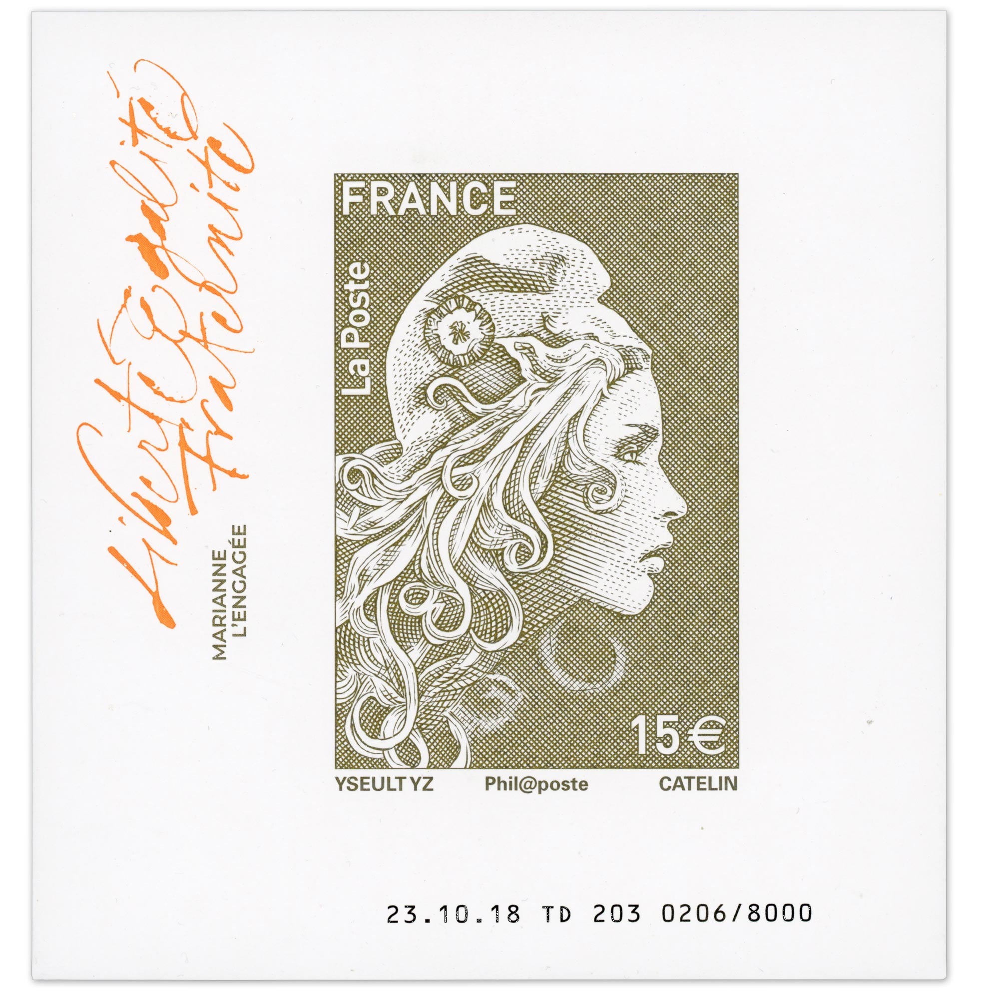 BLOC MARIANNE L'ENGAGÉE 2018, TIMBRE DE FRANCE NEUF** SALON AUTOMNE 8000 EX