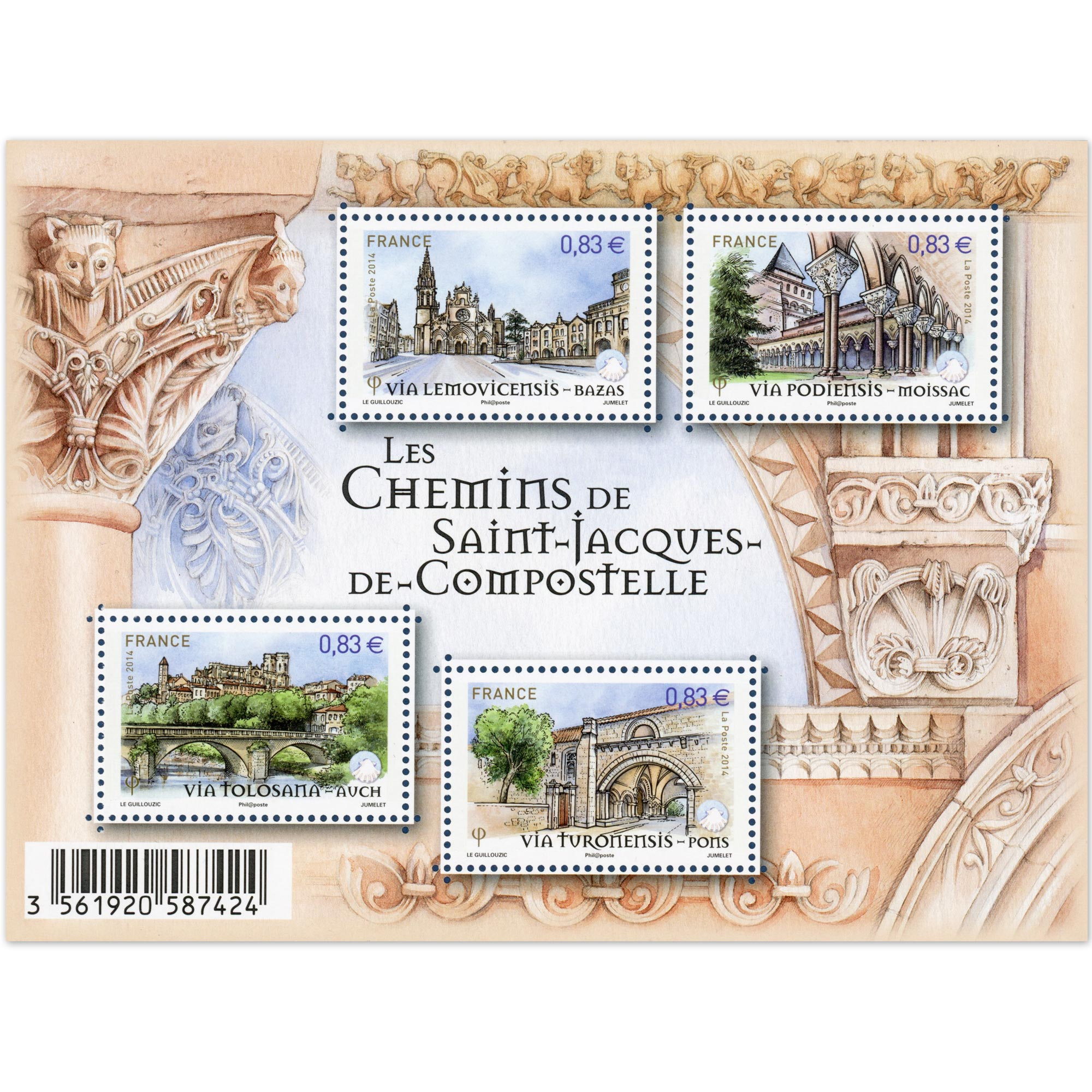 FEUILLET N°F4838 "ST JACQUES DE COMPOSTELLE" TIMBRES NEUFS** ANNÉE 2014 LUXE