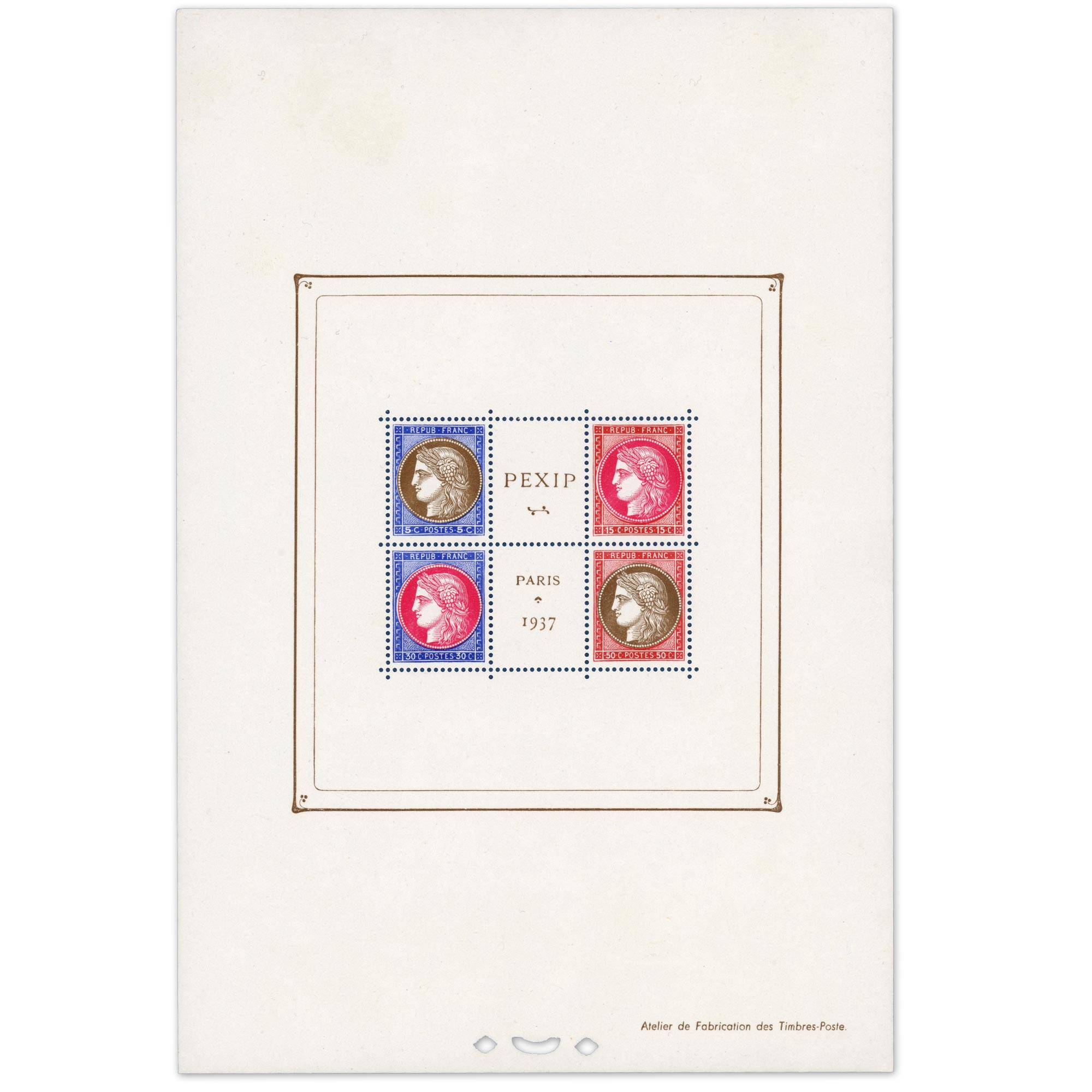 BLOC-FEUILLET N°3 PEXIP DE 1937 TIMBRES NEUFS** AVEC BLOC NEUF* SUPERBE QUALITÉ