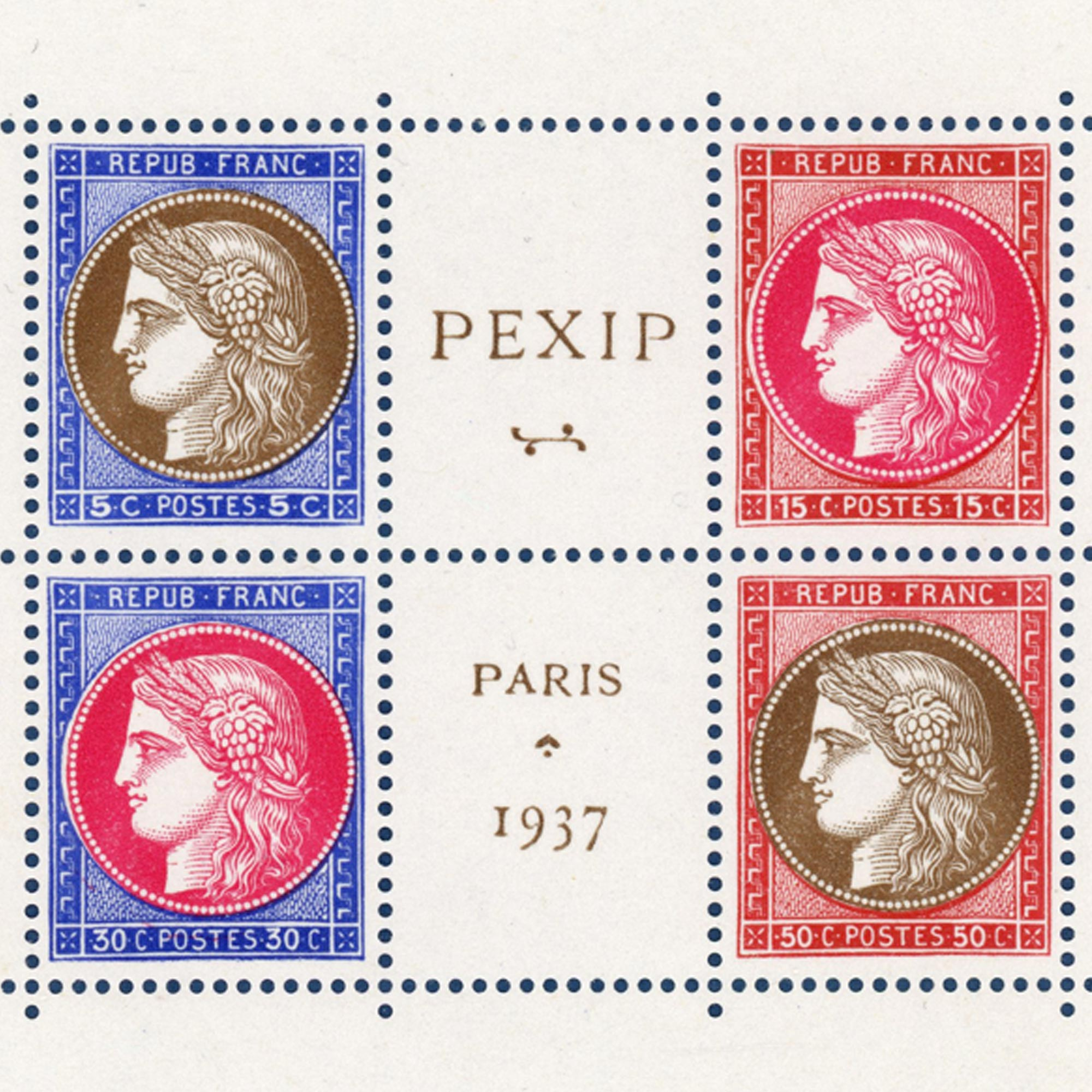 BLOC-FEUILLET N°3 PEXIP DE 1937 TIMBRES NEUFS** AVEC BLOC NEUF* SUPERBE QUALITÉ