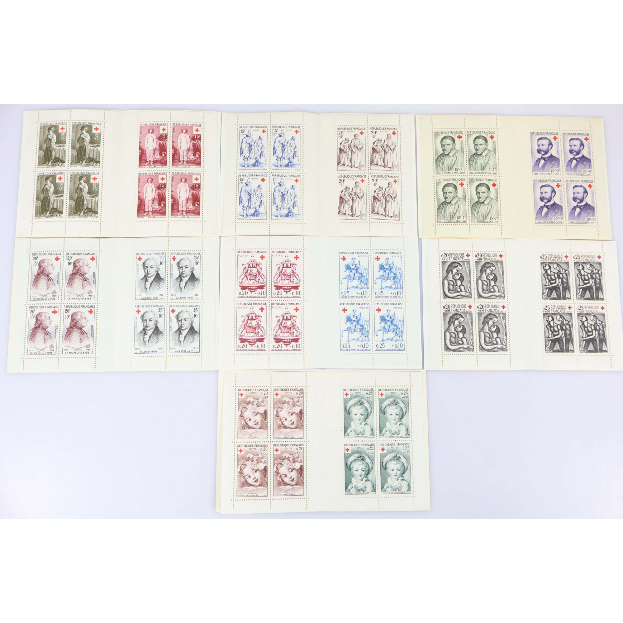 COLLECTION COMPLÈTE DE CARNETS CROIX-ROUGE DE 1956 A 1962 TIMBRES NEUFS** DE FR