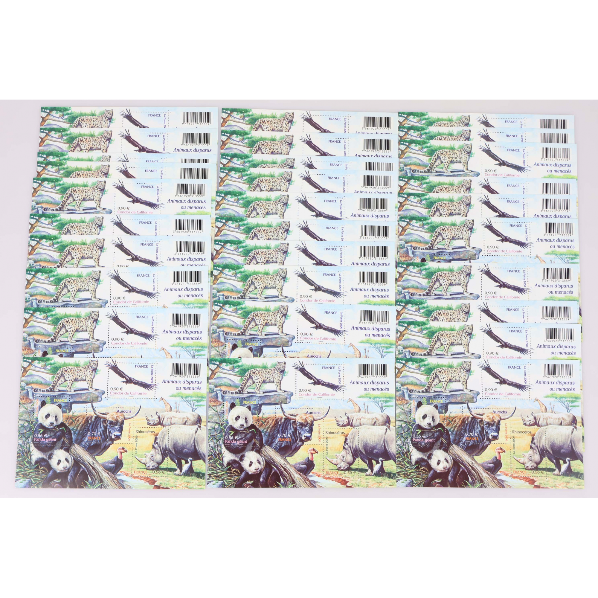 LOT DE 30 BLOCS N° 128 SÉRIE NATURE - ANIMAUX DISPARUS, TIMBRES NEUFS** VF 81.6€