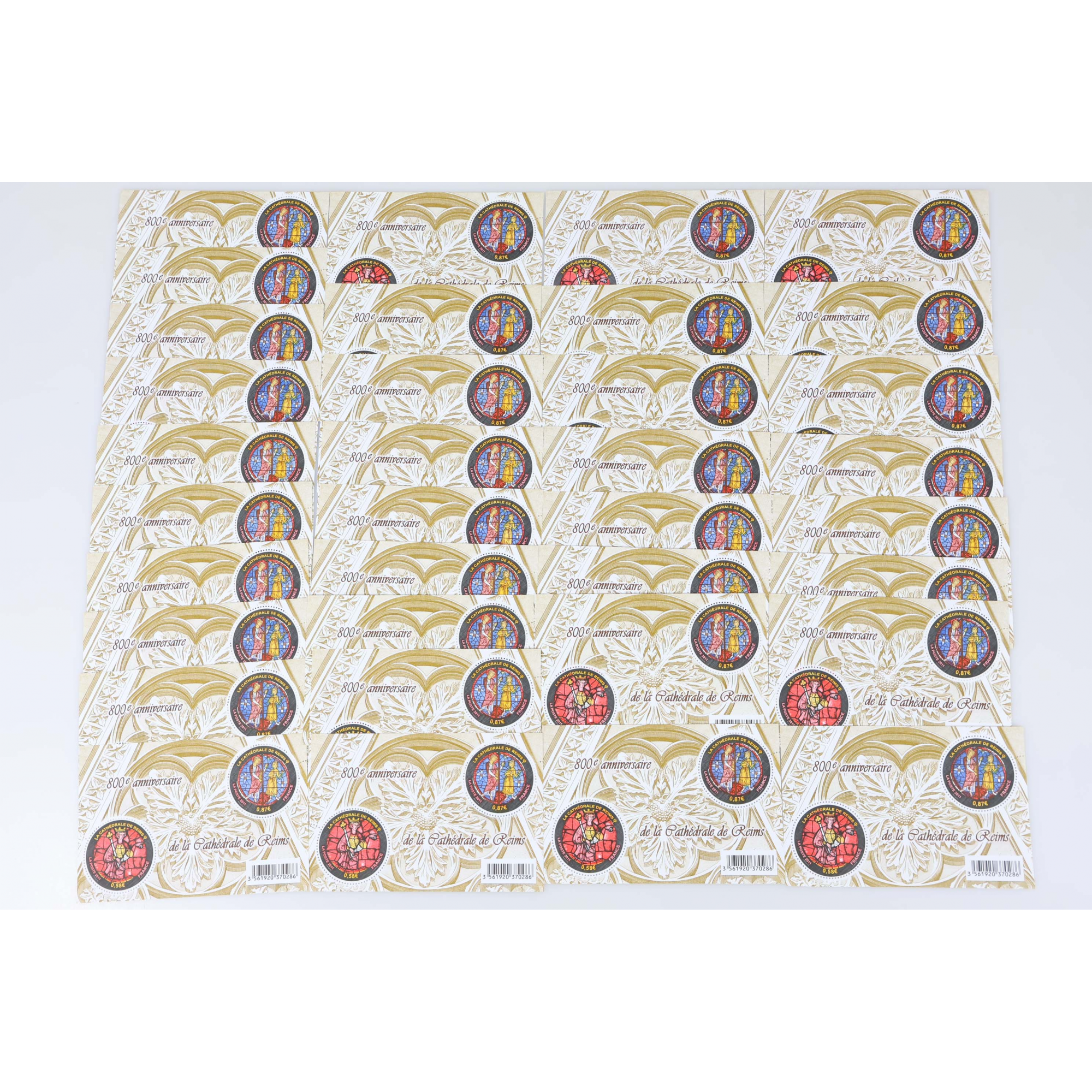 LOT DE 35 BLOCS N° F4549 CATHÉDRALE DE REIMS, TIMBRES NEUFS** FACIALE 50.75€