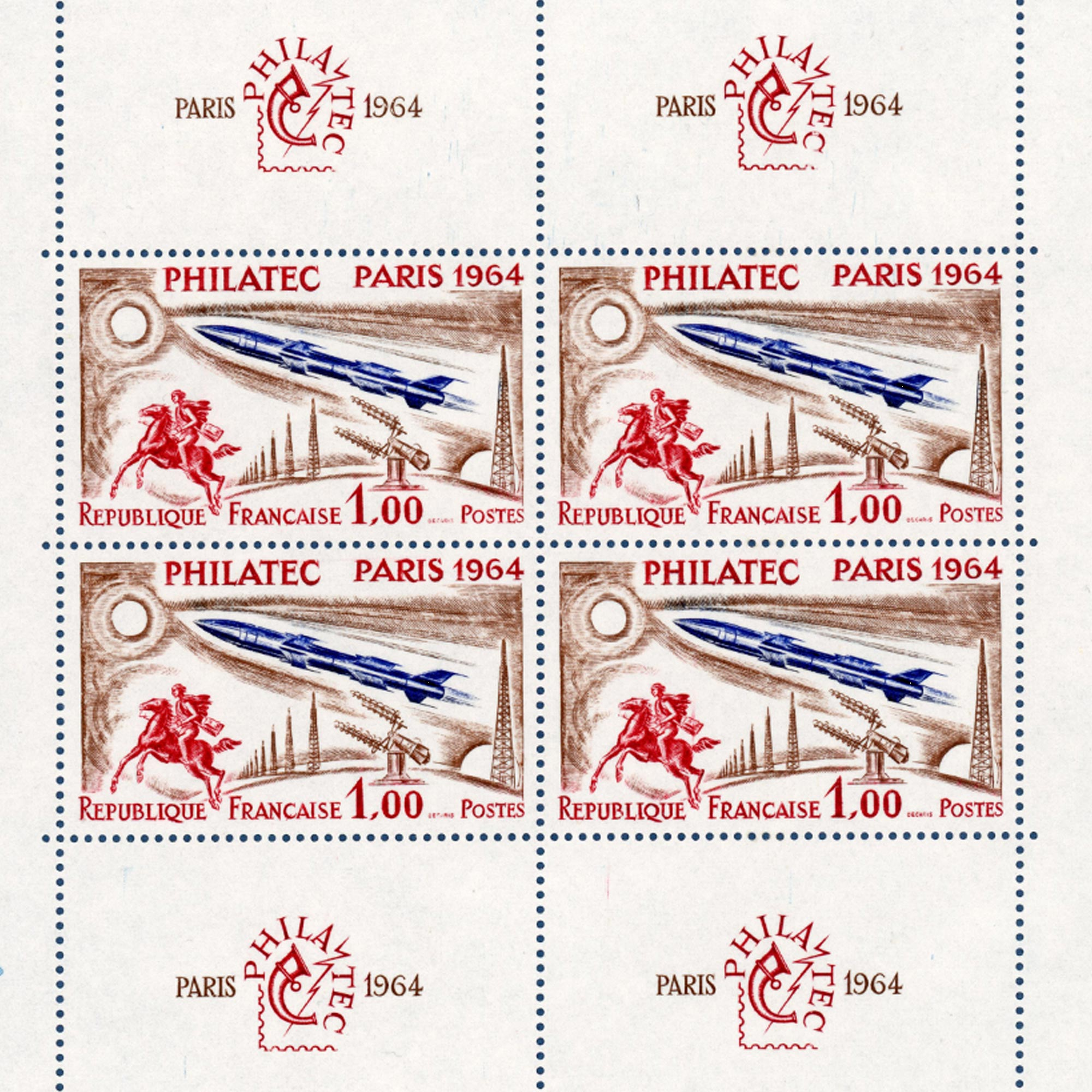 BLOC-FEUILLET N°6 NUMÉROTÉ TIMBRES DE FRANCE NEUFS PHILATEC DE L'ANNÉE 1964