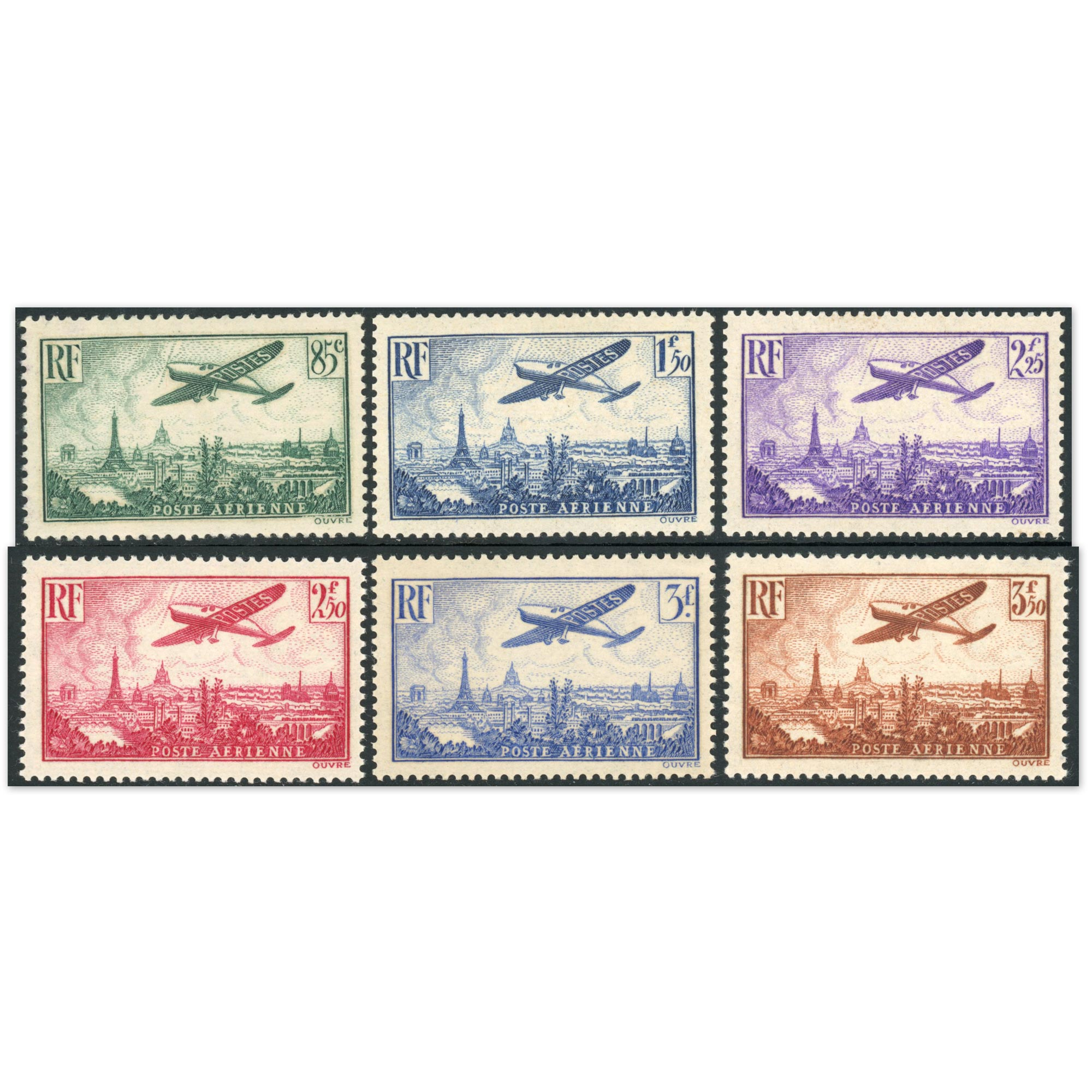 POSTE AÉRIENNE N°8 À 13 SÉRIE COMPLÈTE TIMBRES DE FRANCE NEUFS** SAUF N°10 NEUF*