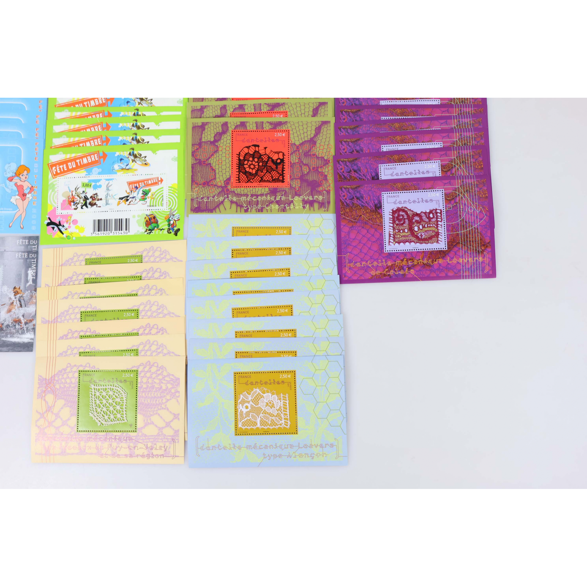 LOT DE BLOCS-FEUILLETS PETITS FORMATS ENTRE 1 ET 2.5€ TIMBRES NEUFS FACIALE 108€