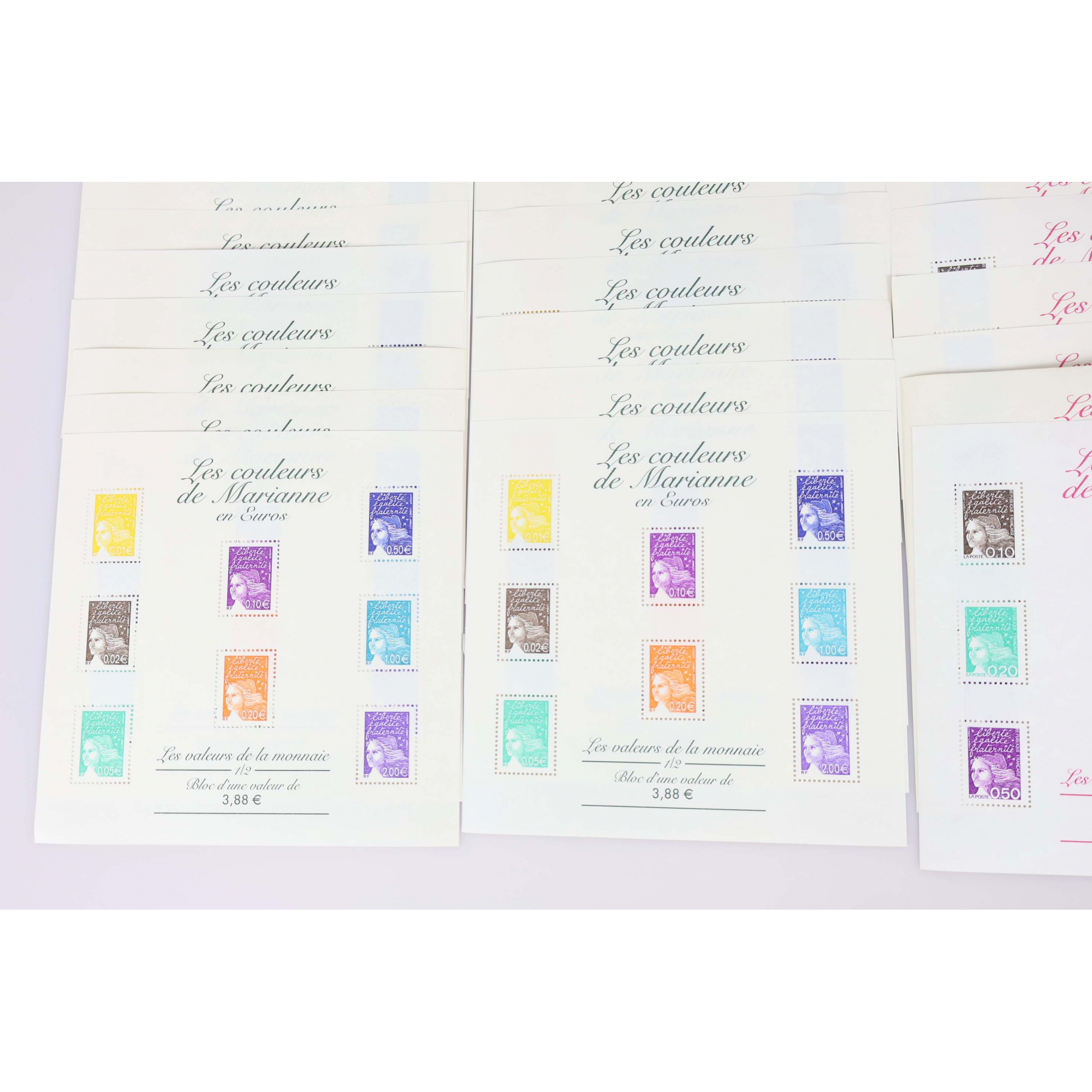 LOT DE BLOCS-FEUILLETS MARIANNE GRANDS FORMATS 2.87€ ET 3.88€ NEUFS FACIALE 132€