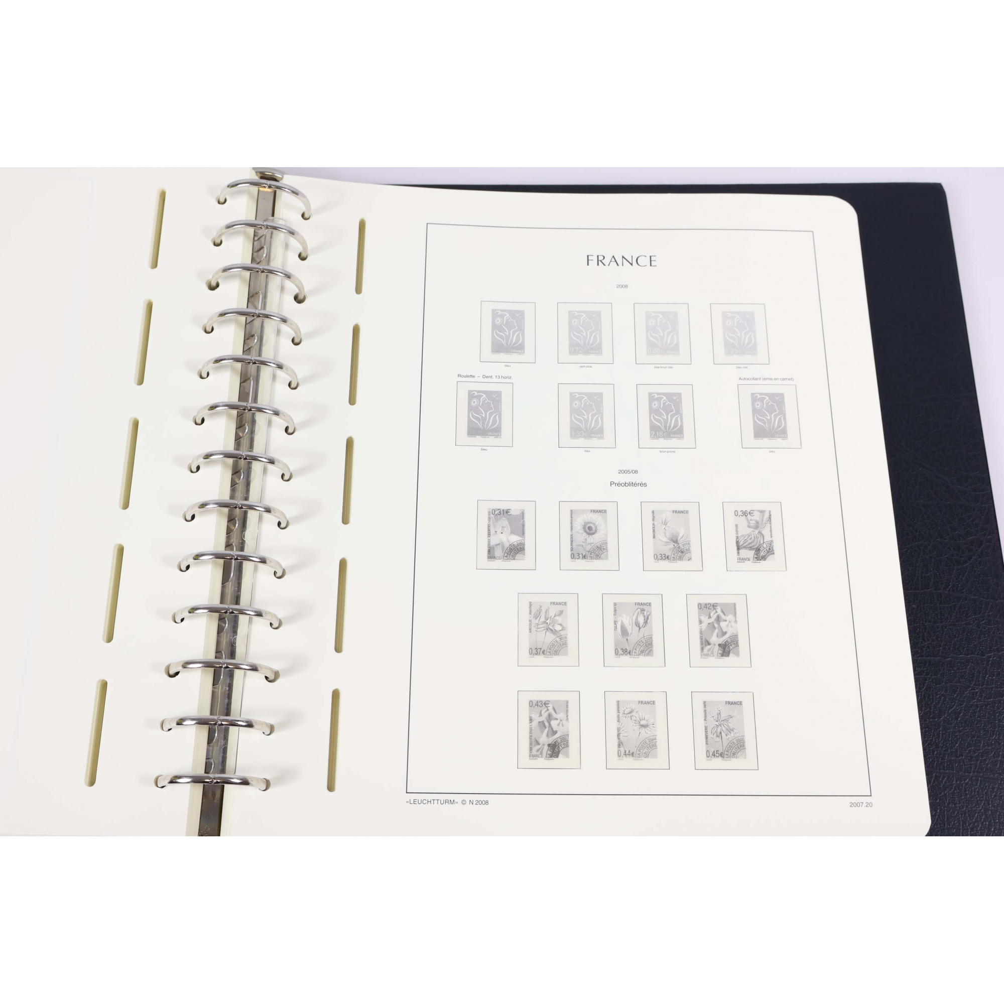 ALBUM LEUCHTTURM POUR RANGER UNE COLLECTION DE TIMBRES DE FRANCE DE 2007 À 2008