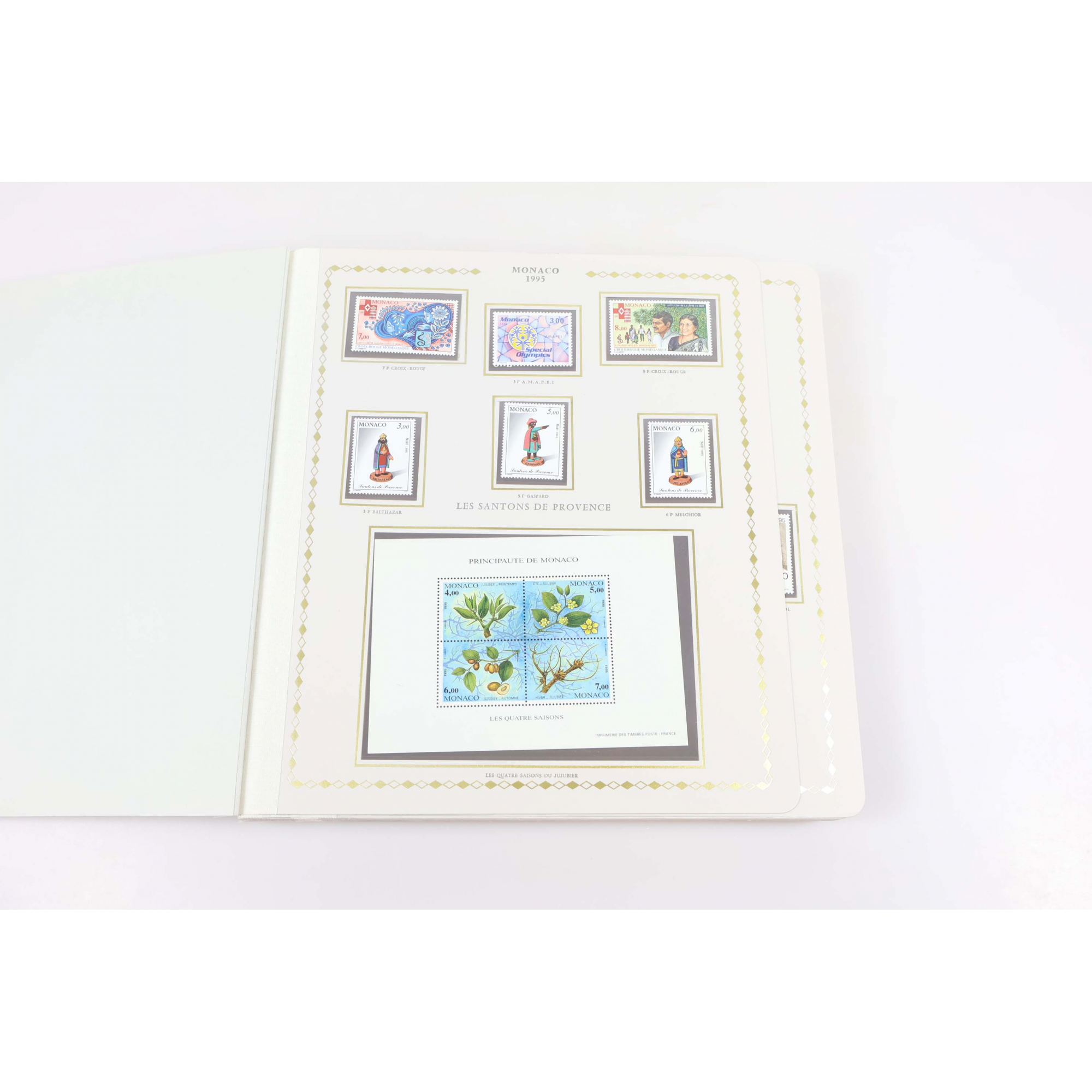 COLLECTION DE MONACO DE 1995 À 2003 TIMBRES NEUFS** SUR FEUILLES CÉRÈS PRINCESSE