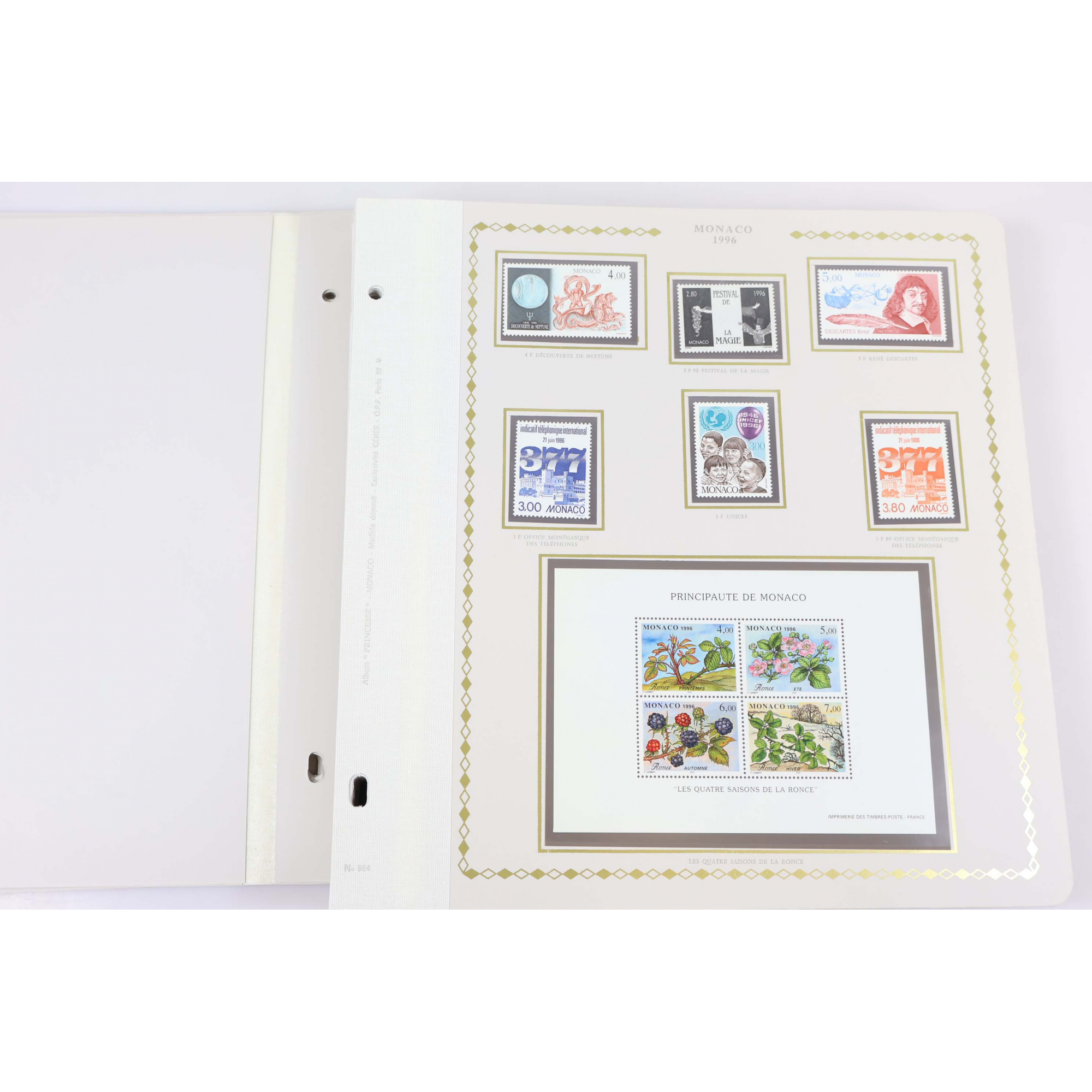 COLLECTION DE MONACO DE 1995 À 2003 TIMBRES NEUFS** SUR FEUILLES CÉRÈS PRINCESSE