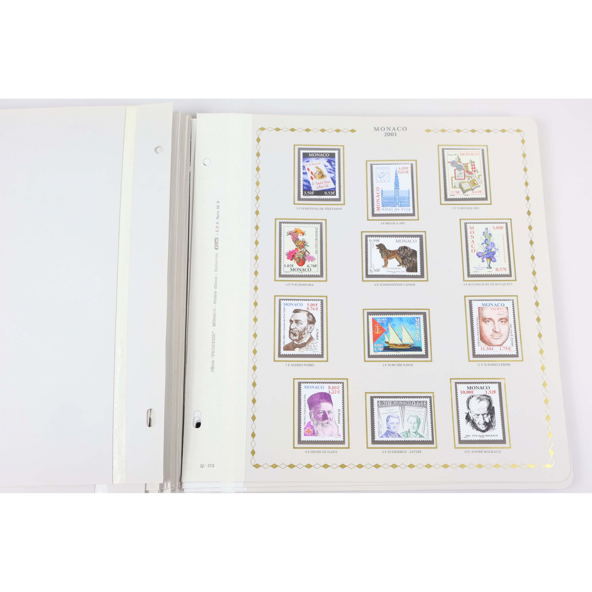 COLLECTION DE MONACO DE 1995 À 2003 TIMBRES NEUFS** SUR FEUILLES CÉRÈS PRINCESSE