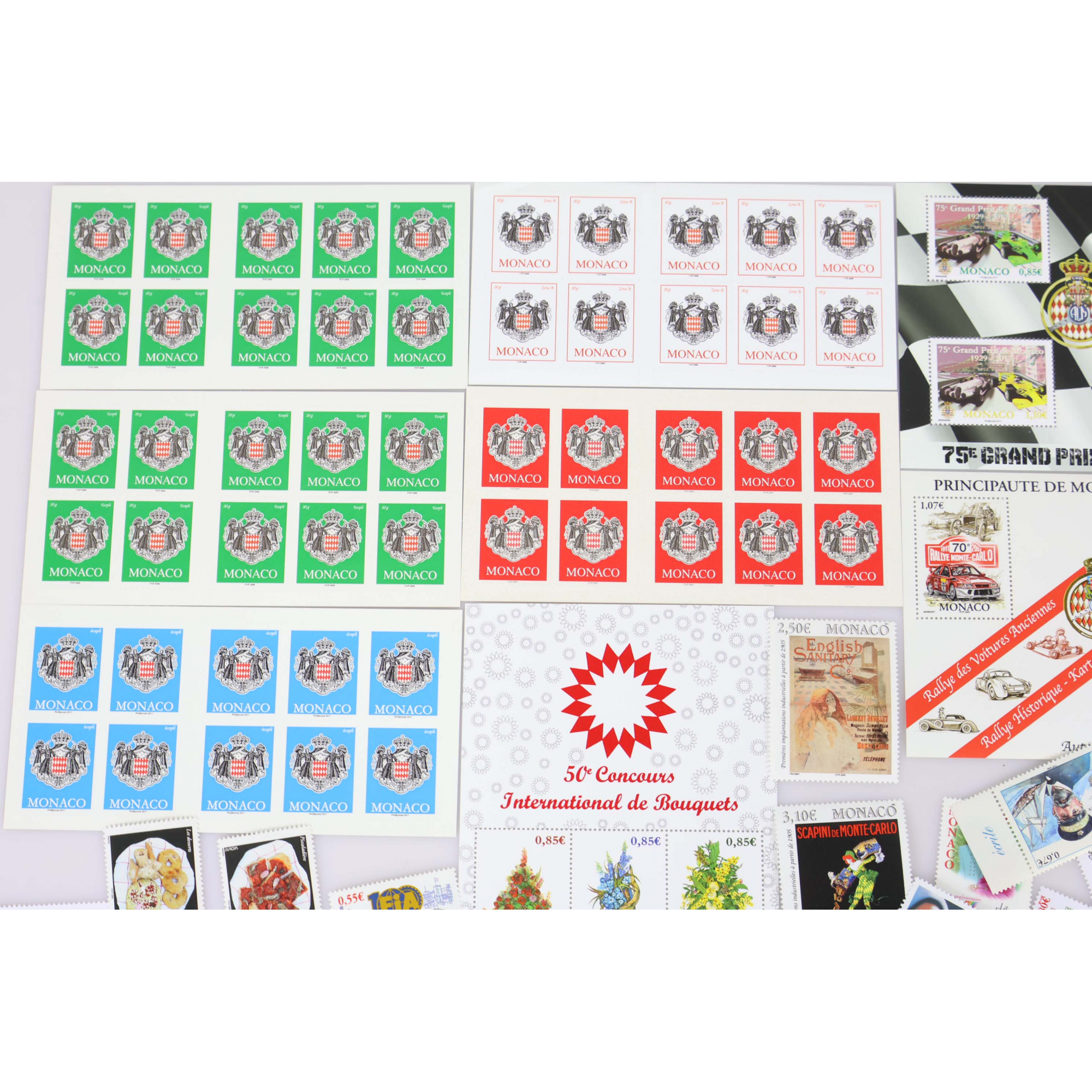 MONACO, LOT DE TIMBRES/BLOCS/CARNETS EN EUROS NEUFS**, VALEUR FACIALE 213.33€