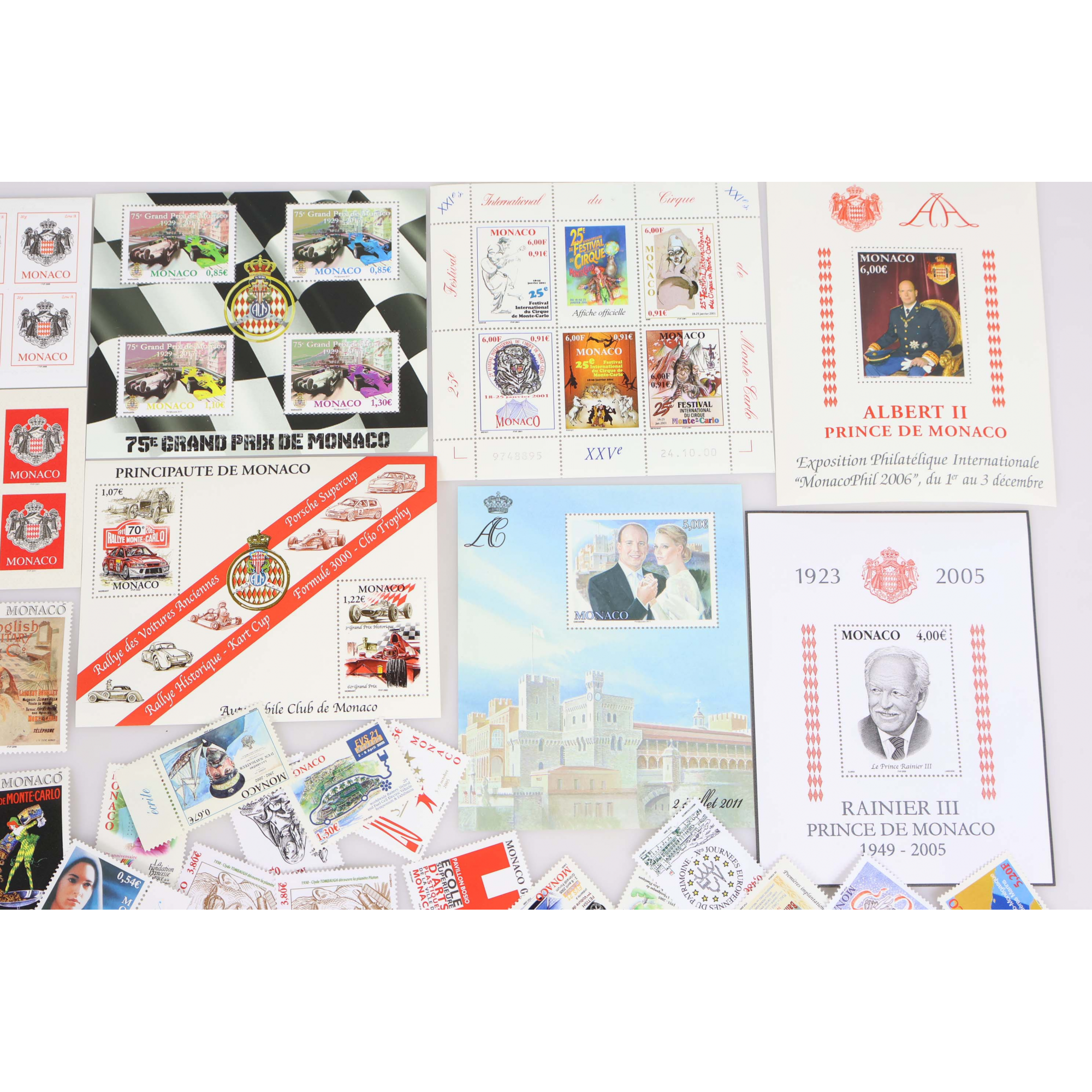 MONACO, LOT DE TIMBRES/BLOCS/CARNETS EN EUROS NEUFS**, VALEUR FACIALE 213.33€