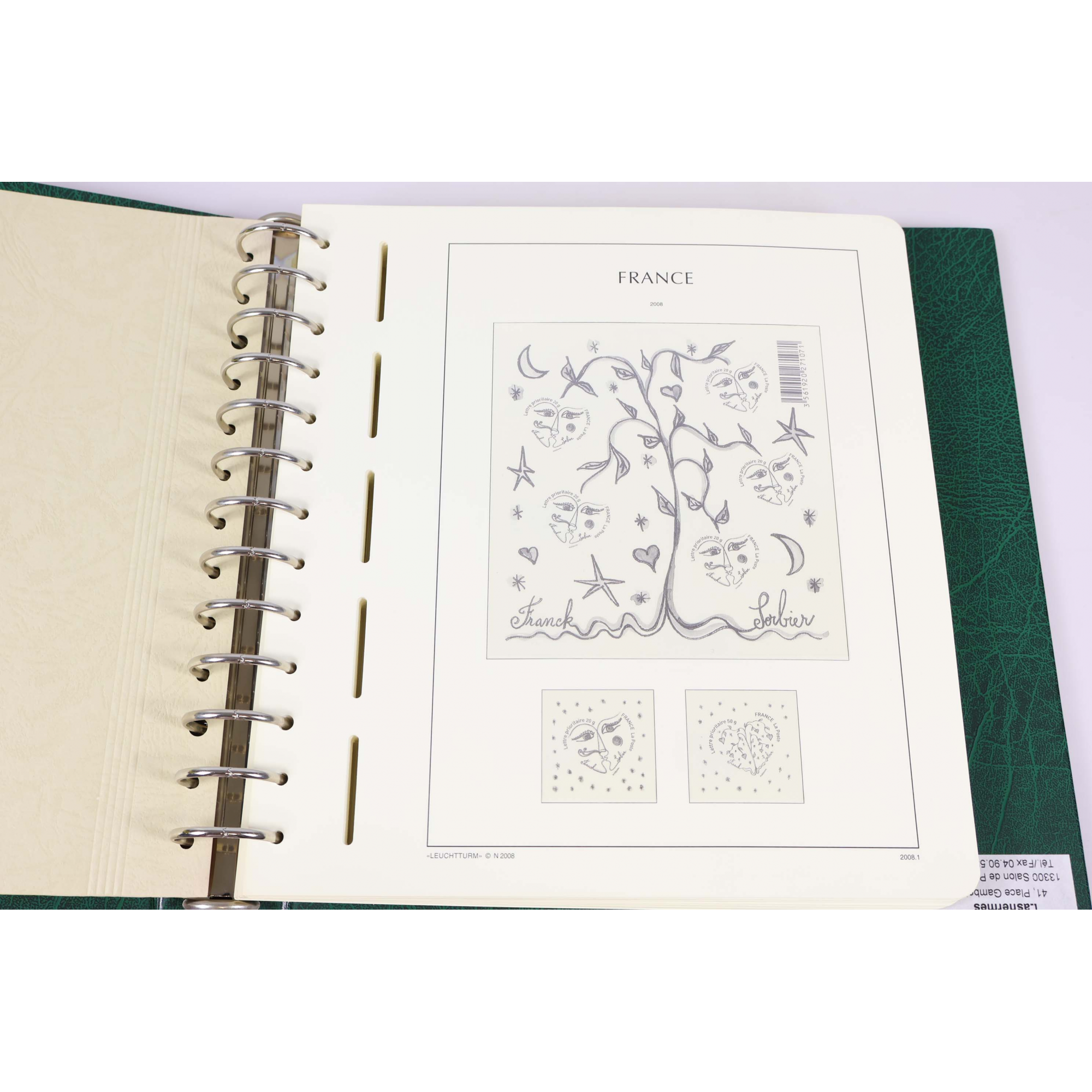 CLASSEUR HAUT DE GAMME LEUCHTTURM COMPLET DE 2008 À 2010 POUR TIMBRES DE FRANCE