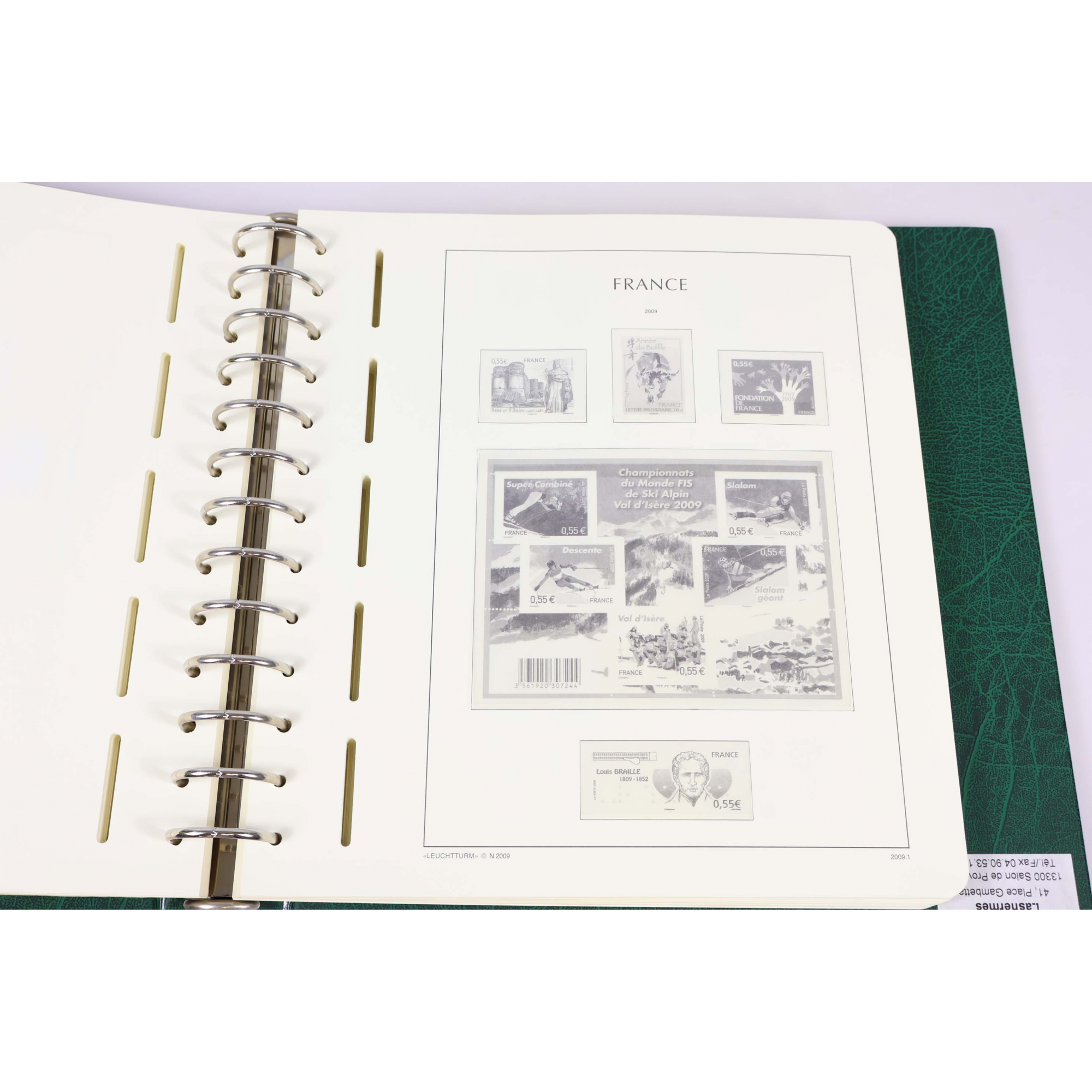 CLASSEUR HAUT DE GAMME LEUCHTTURM COMPLET DE 2008 À 2010 POUR TIMBRES DE FRANCE