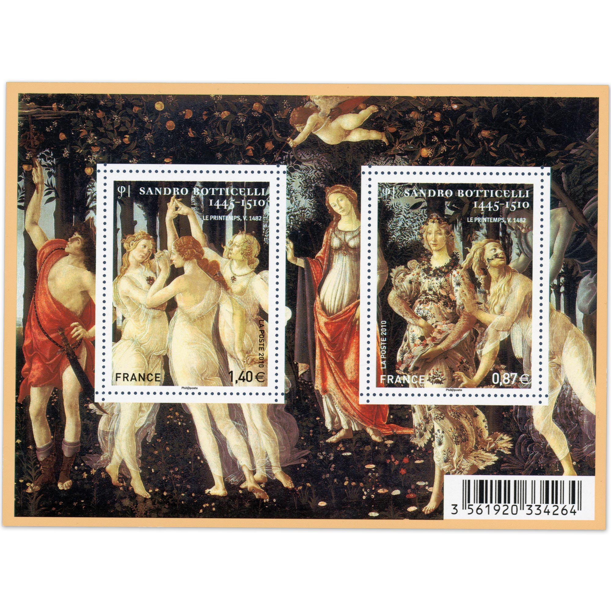 FEUILLET N°F4518 "PEINTRE SANDRO BOTTICELLI" TIMBRES NEUFS** DE FRANCE LUXE