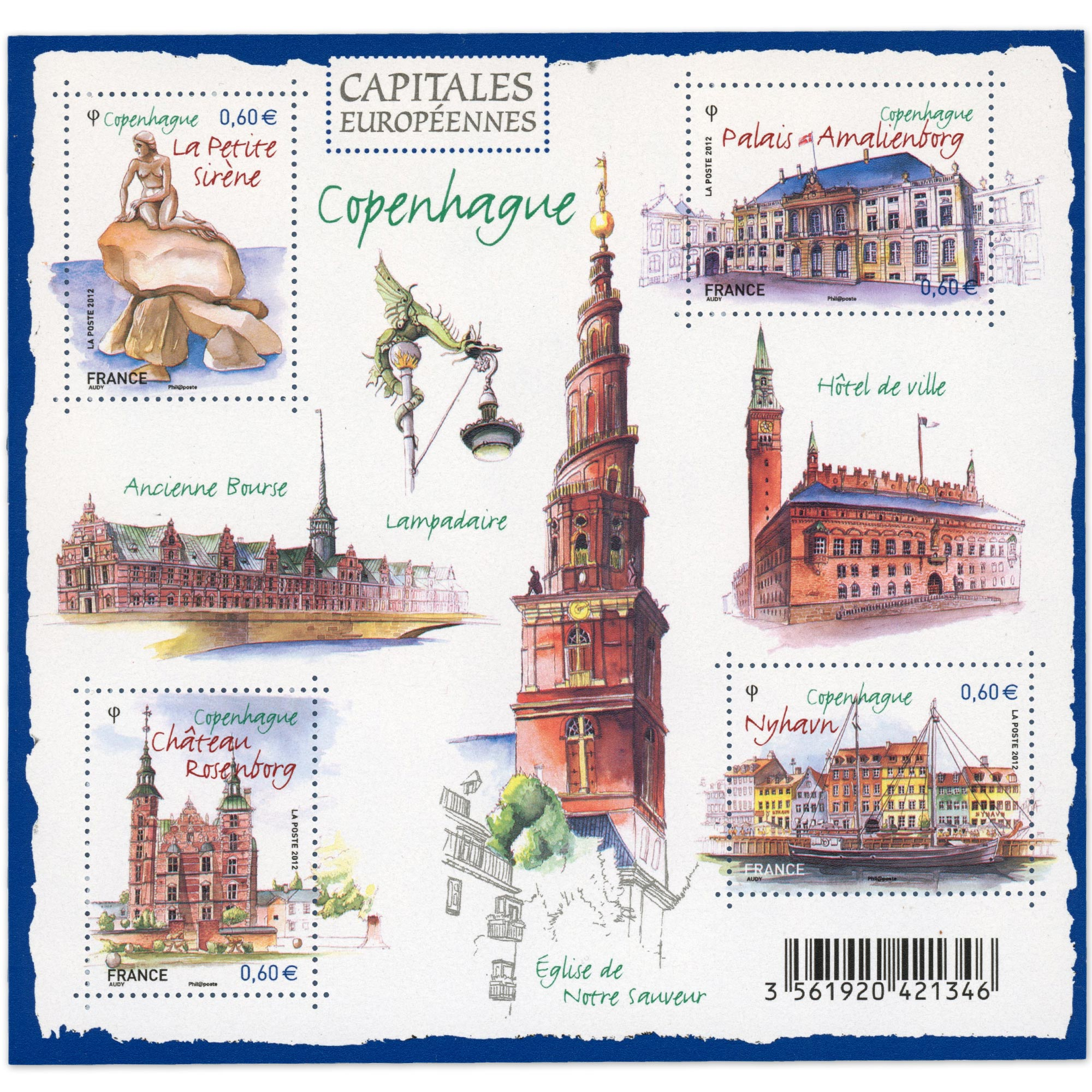 FEUILLET N°F4637 "CAPITALES EUROPÉENNES COPENHAGUE" TIMBRES NEUFS** DE FRANCE LUXE