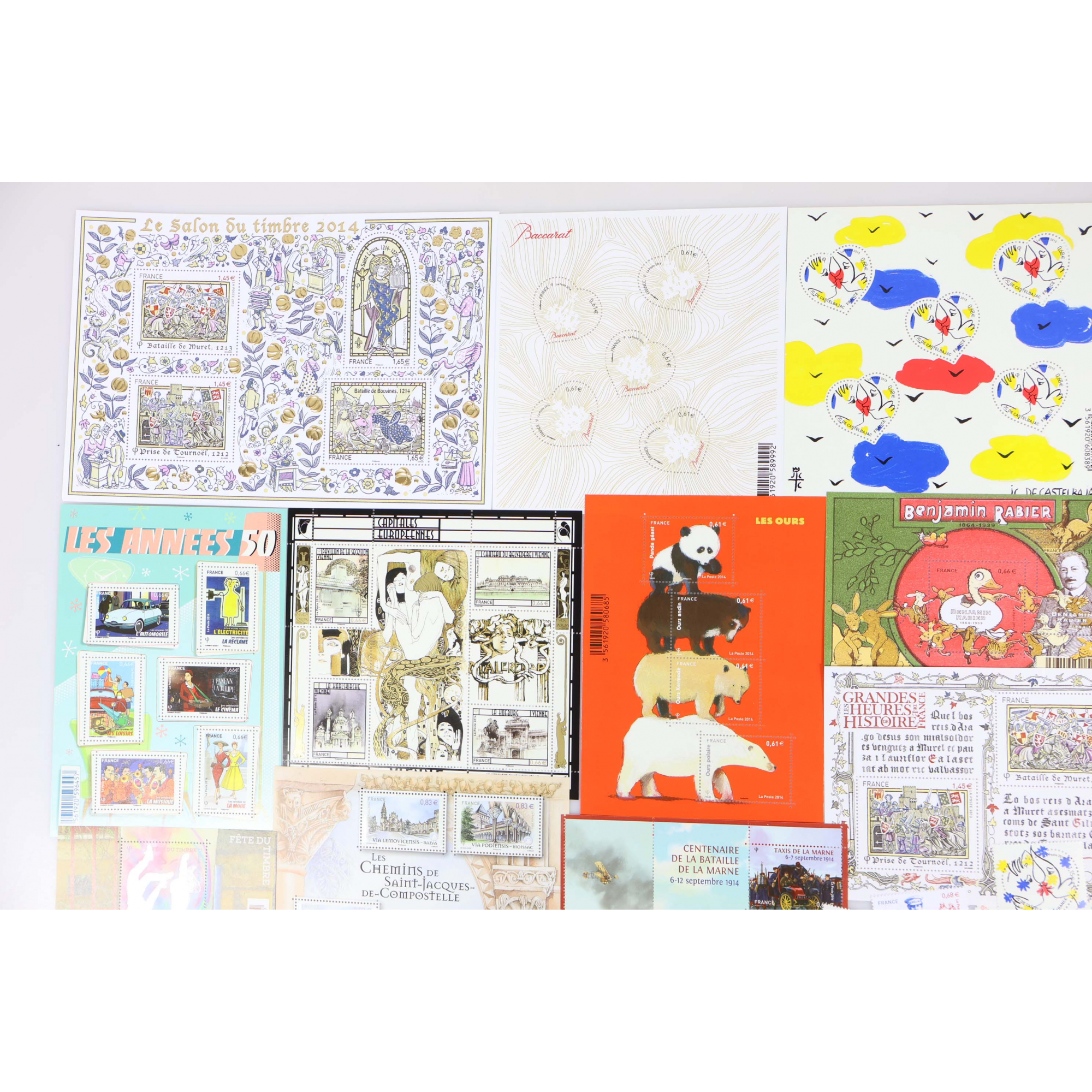 TIMBRES ET BLOCS-FEUILLETS ANNÉES 2013 À 2015 NEUFS** DE FRANCE FACIALE 100€