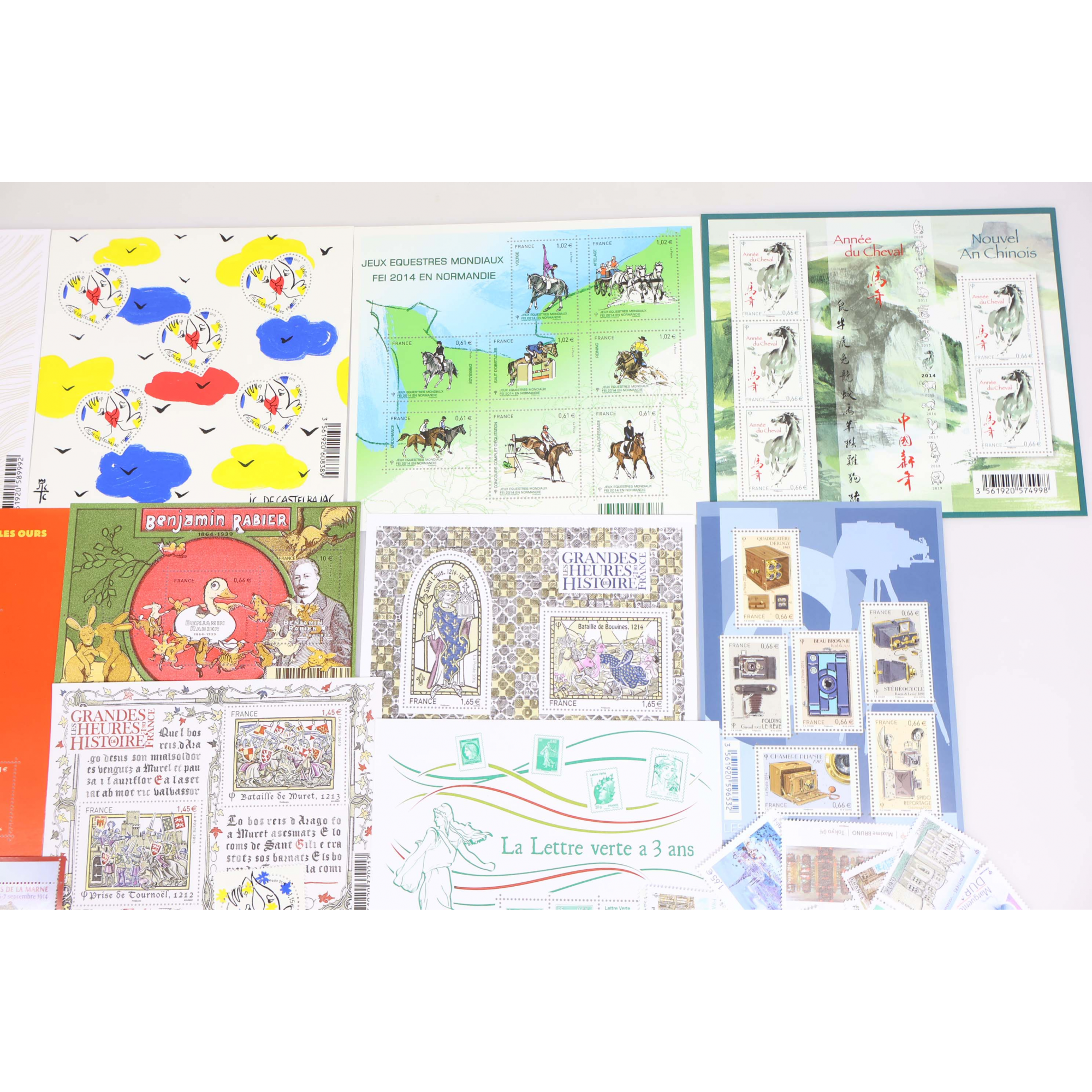 TIMBRES ET BLOCS-FEUILLETS ANNÉES 2013 À 2015 NEUFS** DE FRANCE FACIALE 100€