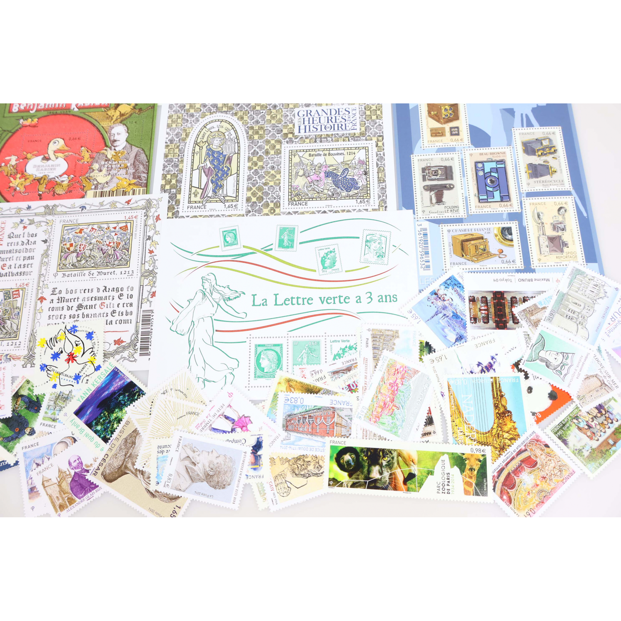 TIMBRES ET BLOCS-FEUILLETS ANNÉES 2013 À 2015 NEUFS** DE FRANCE FACIALE 100€