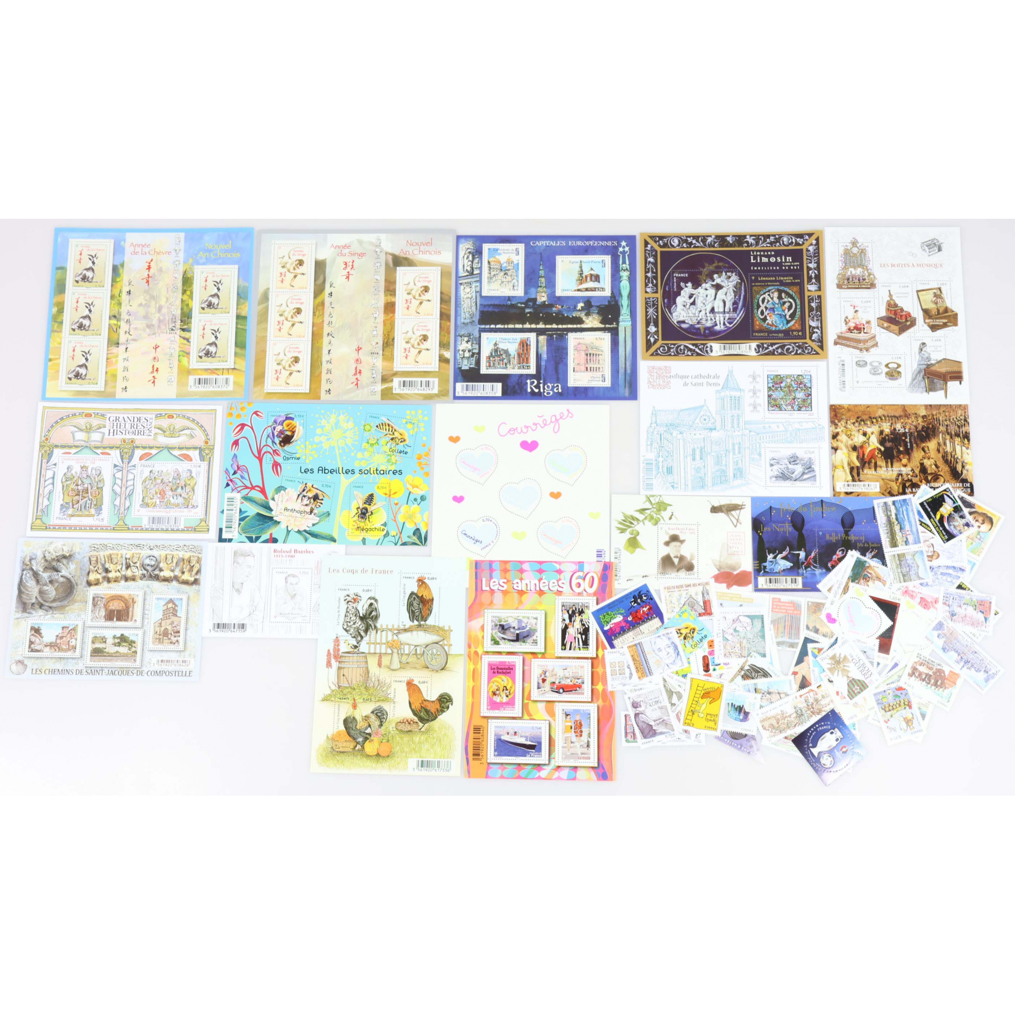 TIMBRES ET BLOCS-FEUILLETS ANNÉES 2015 À 2016 NEUFS** DE FRANCE FACIALE 100€
