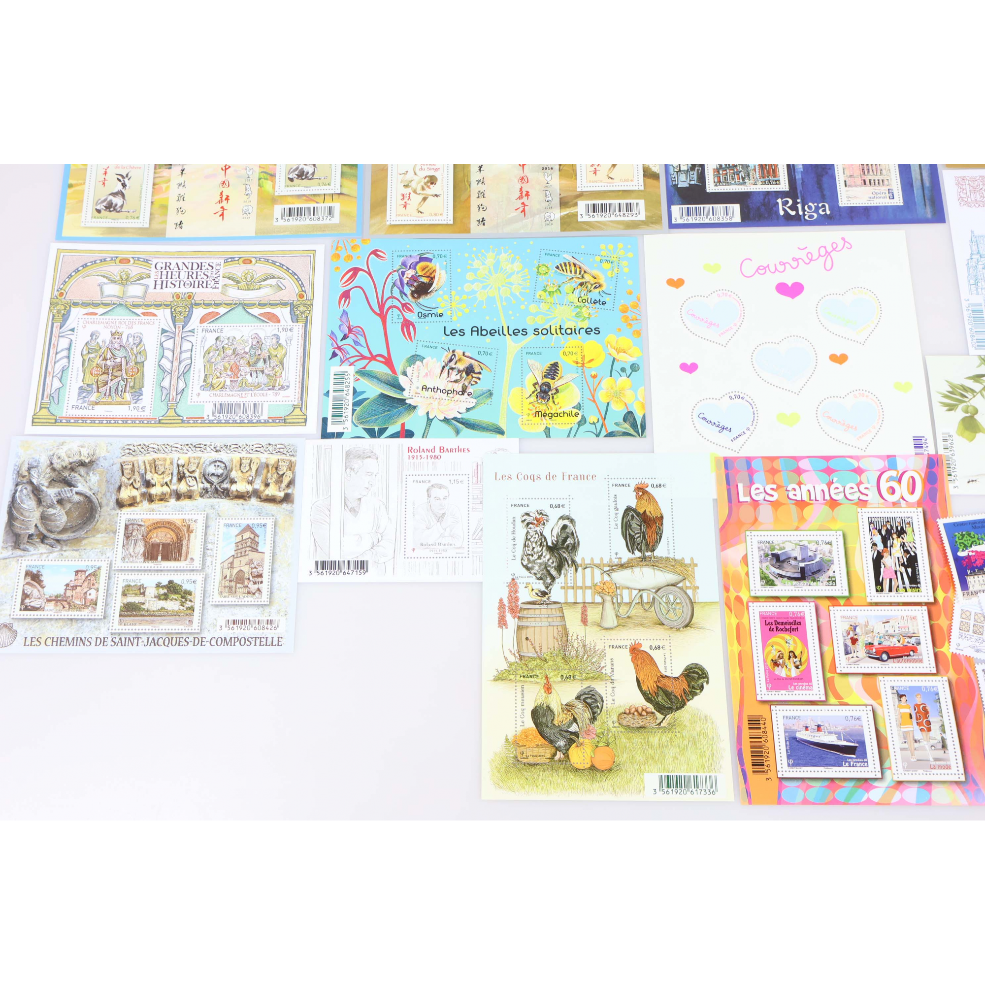 TIMBRES ET BLOCS-FEUILLETS ANNÉES 2015 À 2016 NEUFS** DE FRANCE FACIALE 100€