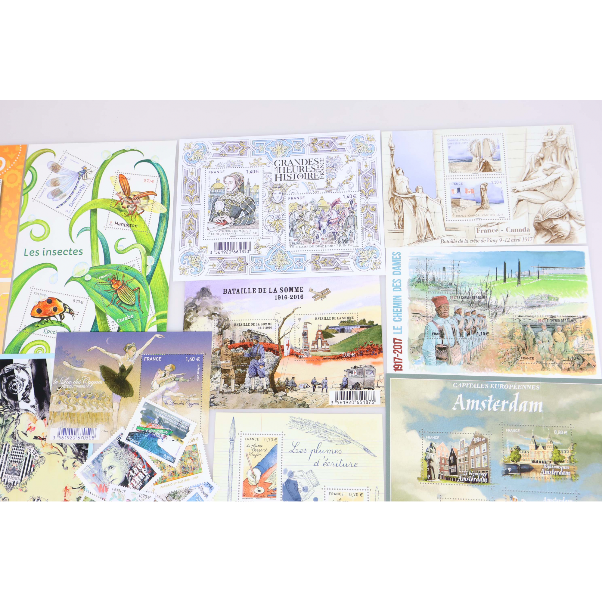 TIMBRES ET BLOCS-FEUILLETS ANNÉES 2016 ET 2017 NEUFS** DE FRANCE FACIALE 100€