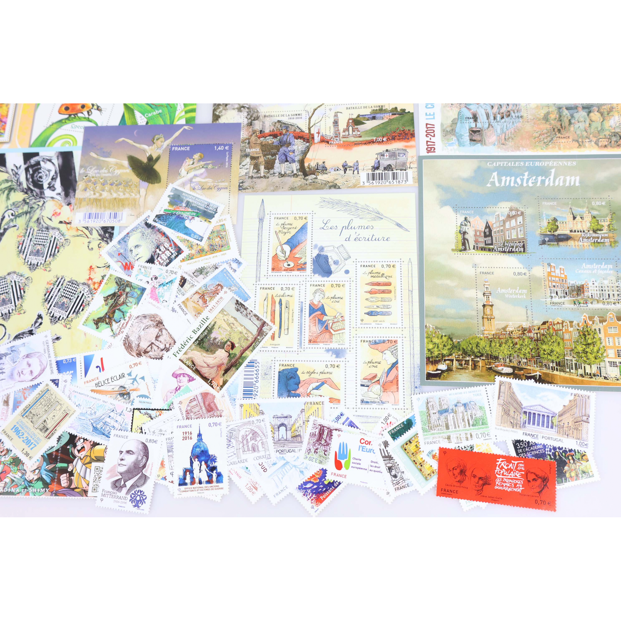 TIMBRES ET BLOCS-FEUILLETS ANNÉES 2016 ET 2017 NEUFS** DE FRANCE FACIALE 100€