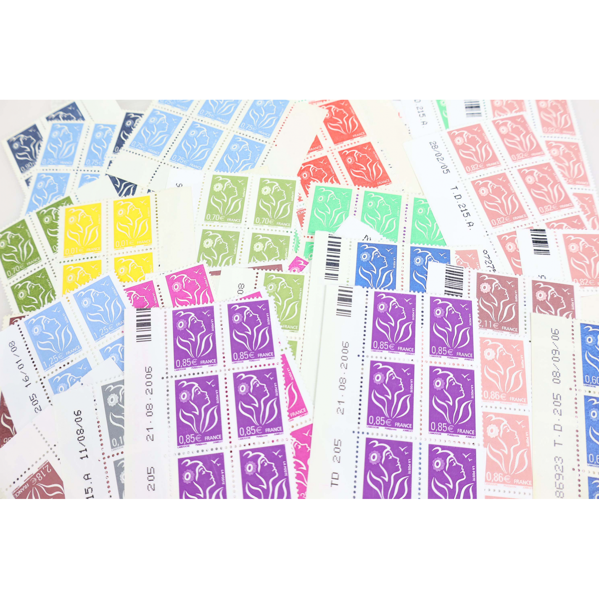 THEMATIQUE MARIANNE EN COINS DATÉS, NOMBREUX BLOCS DE 4 - 6 -10 TIMBRES NEUFS**