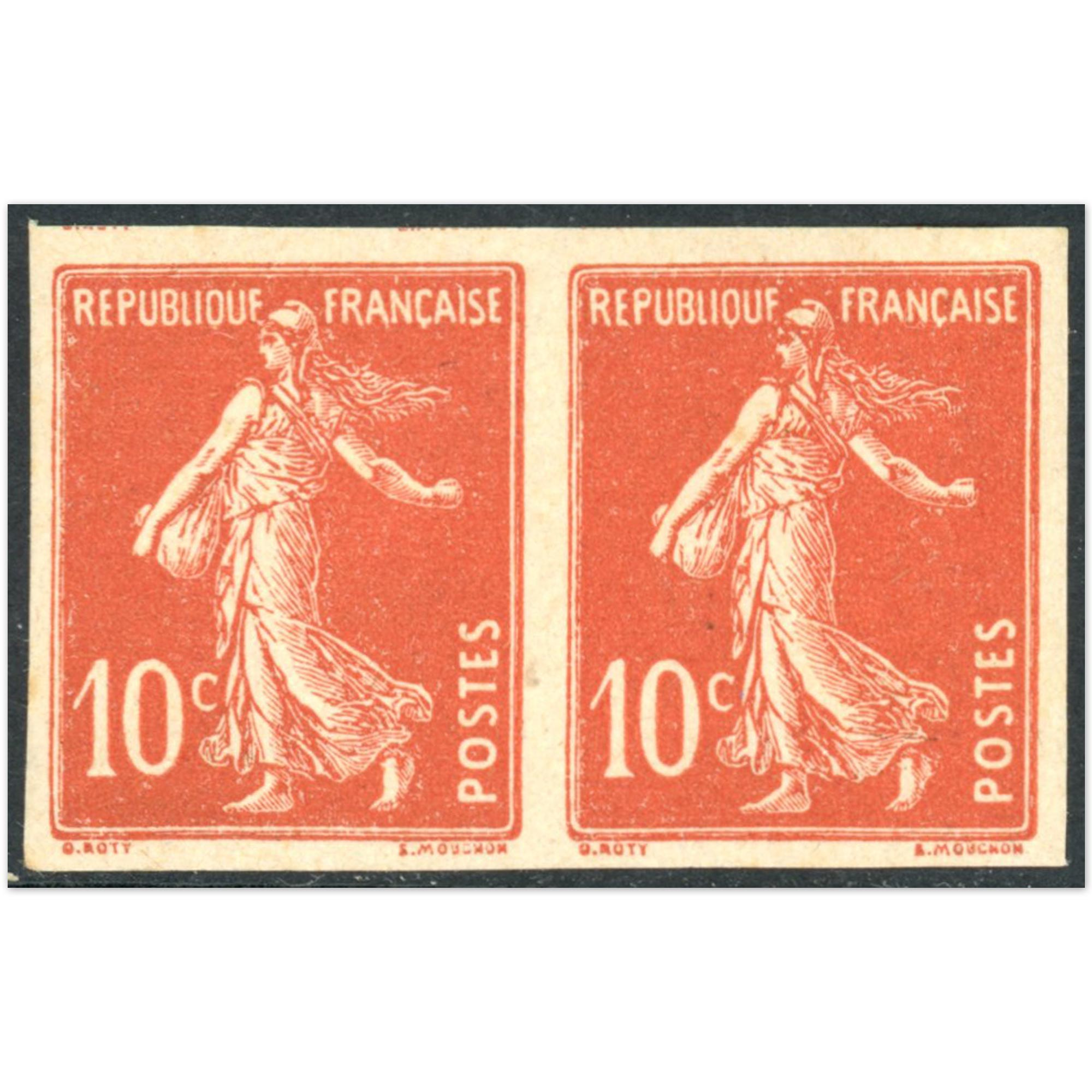 NON DENTELÉS PAIRE DE TIMBRES N°135e TIMBRES NEUFS SIGNÉ CHEZ EXPERT JF BRUN