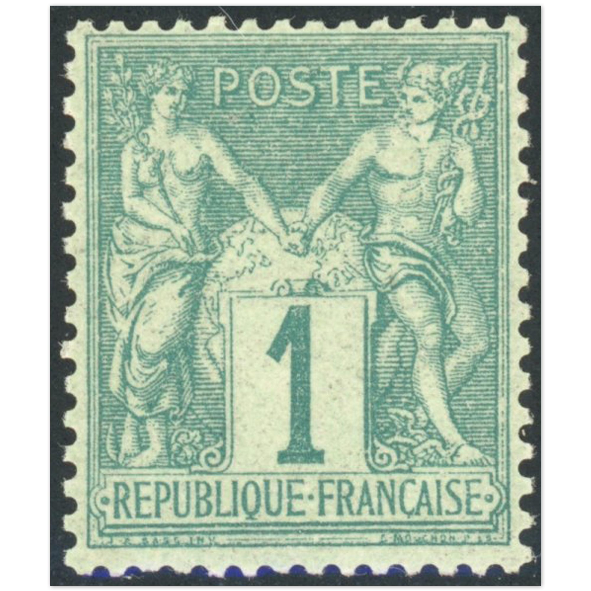 TYPE SAGE N°61 TIMBRE CLASSIQUE DE FRANCE NEUF** SIGNÉ EXPERT JF BRUN ANNÉE 1876