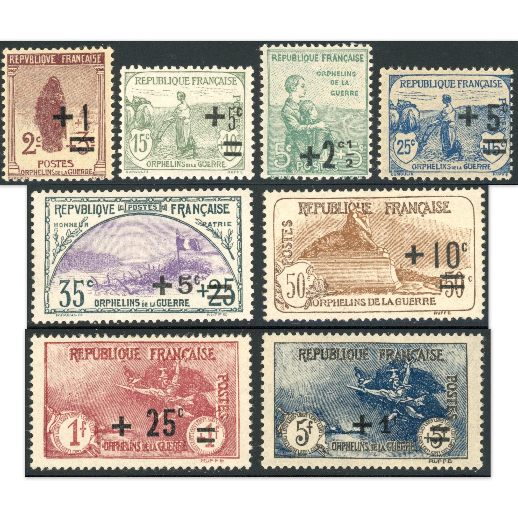 2E ORPHELIN SÉRIE COMPLÈTE N°162 À 169 TIMBRES NEUFS** SIGNÉ EXPERT JF BRUN