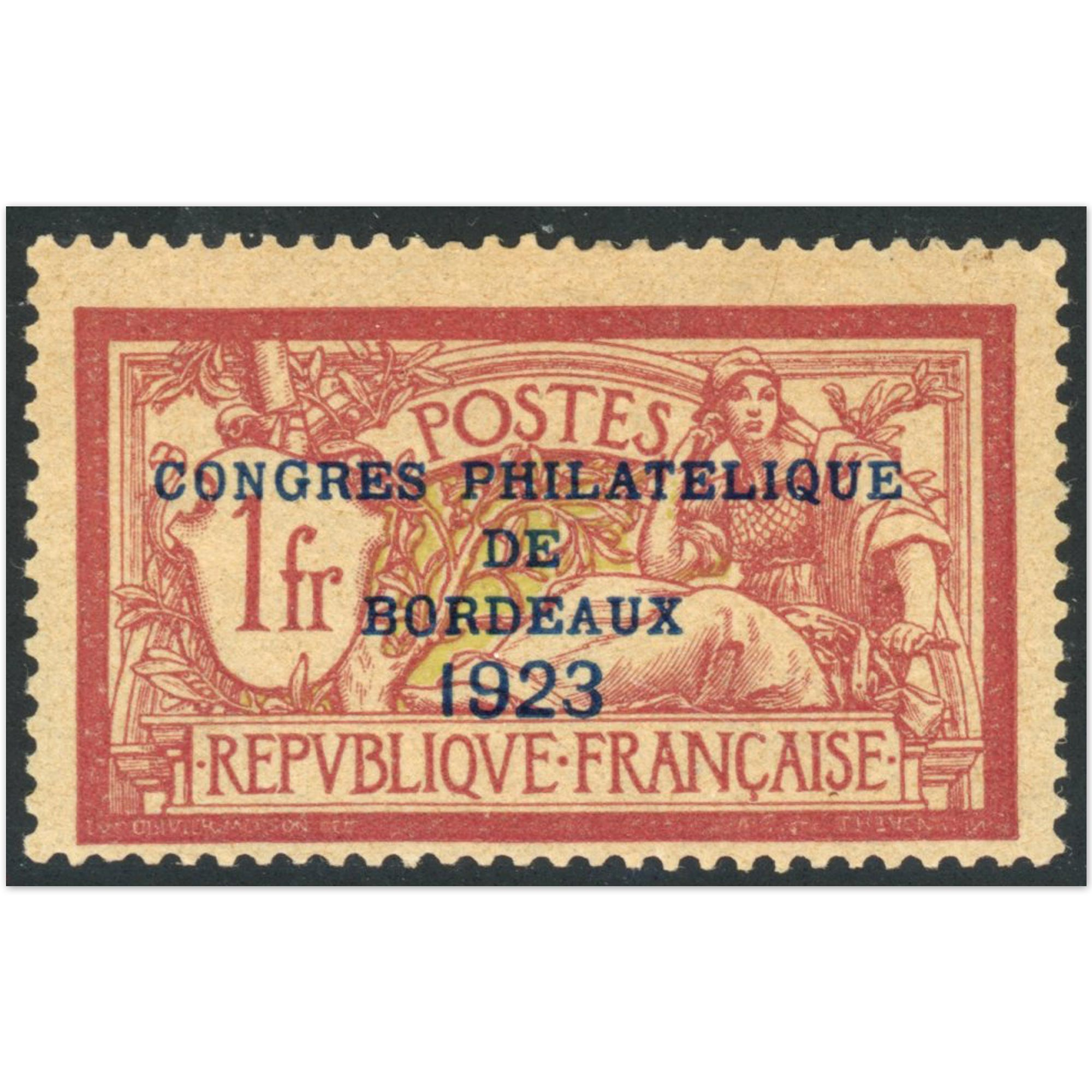 CONGRÈS PHILATÉLIQUE DE BORDEAUX N°182 TIMBRE NEUF* SIGNÉ EXPERT JF BRUN