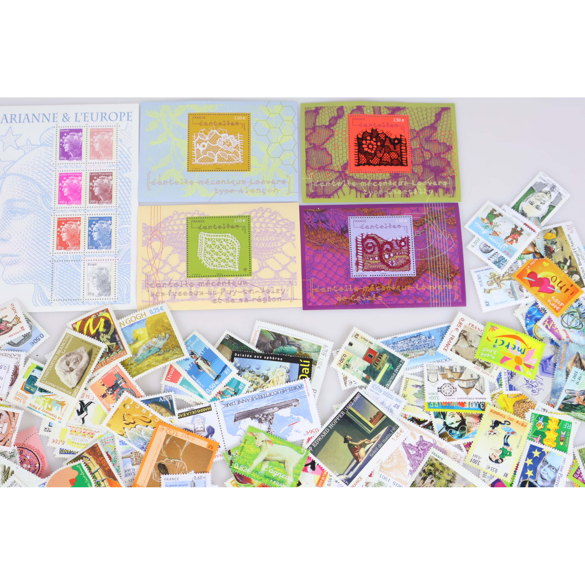 LOT DE TIMBRES - BLOCS - CARNETS EN EUROS COURRIER / COLLECTION FACIALE 398€