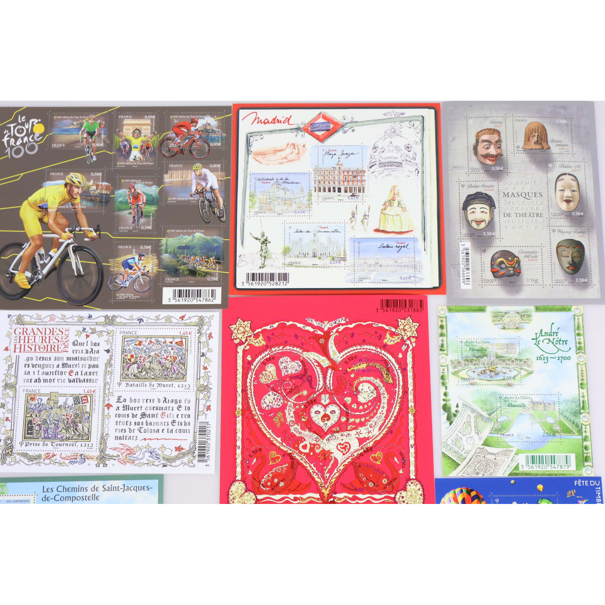 LOT DE TIMBRES ET BLOCS-FEUILLETS NEUFS** DE L'ANNEE 2013 FACIALE 98€