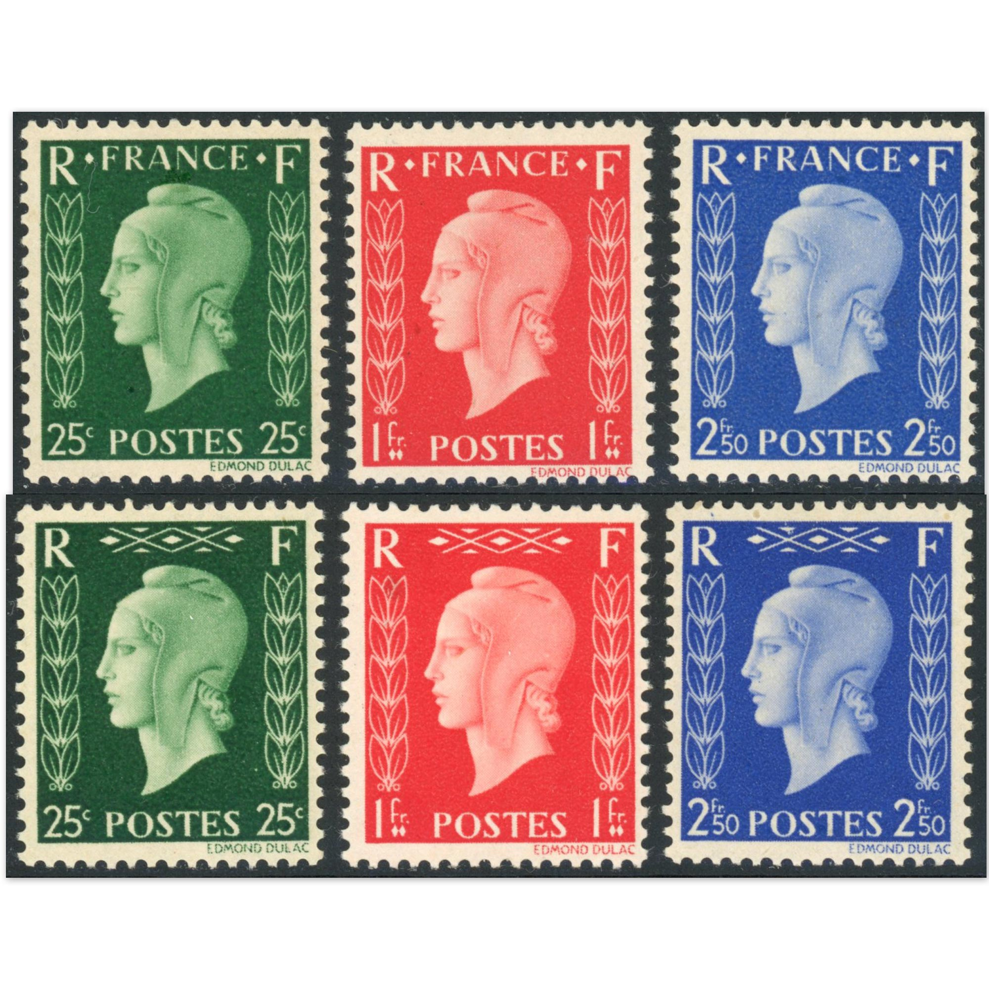 SÉRIE NON ÉMISE DE DULAC N°701A À 701F TIMBRES DE FRANCE NEUFS** SIGNÉS BRUN