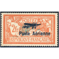 POSTE AÉRIENNE N°1a VARIÉTÉ ÉCUSSON CASSÉ TIMBRE DE FRANCE NEUF REGOMMÉ RARE