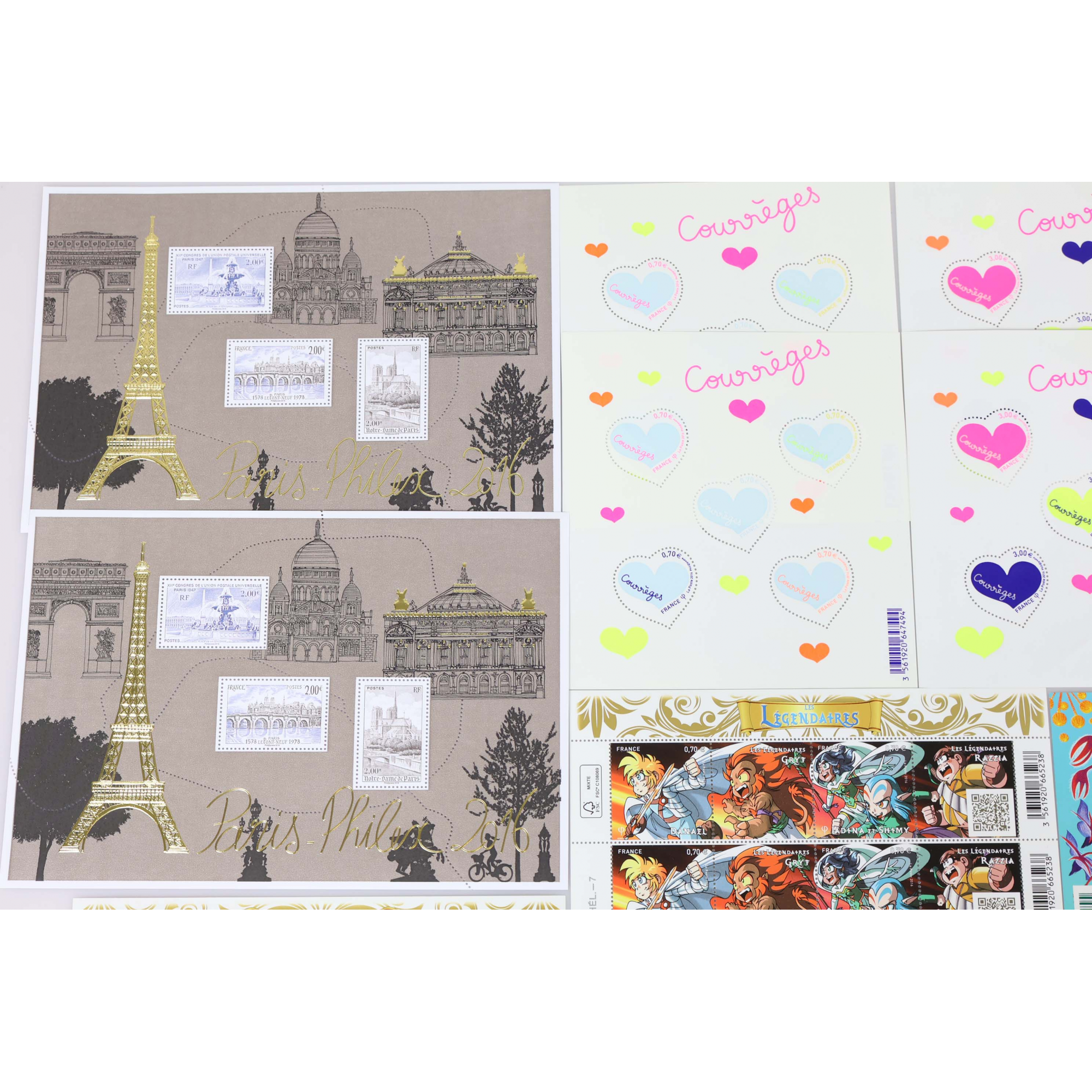 LOT EN EUROS DE L'ANNÉE 2016 TIMBRES ET BLOCS-FEUILLETS NEUFS** AVEC DOUBLES