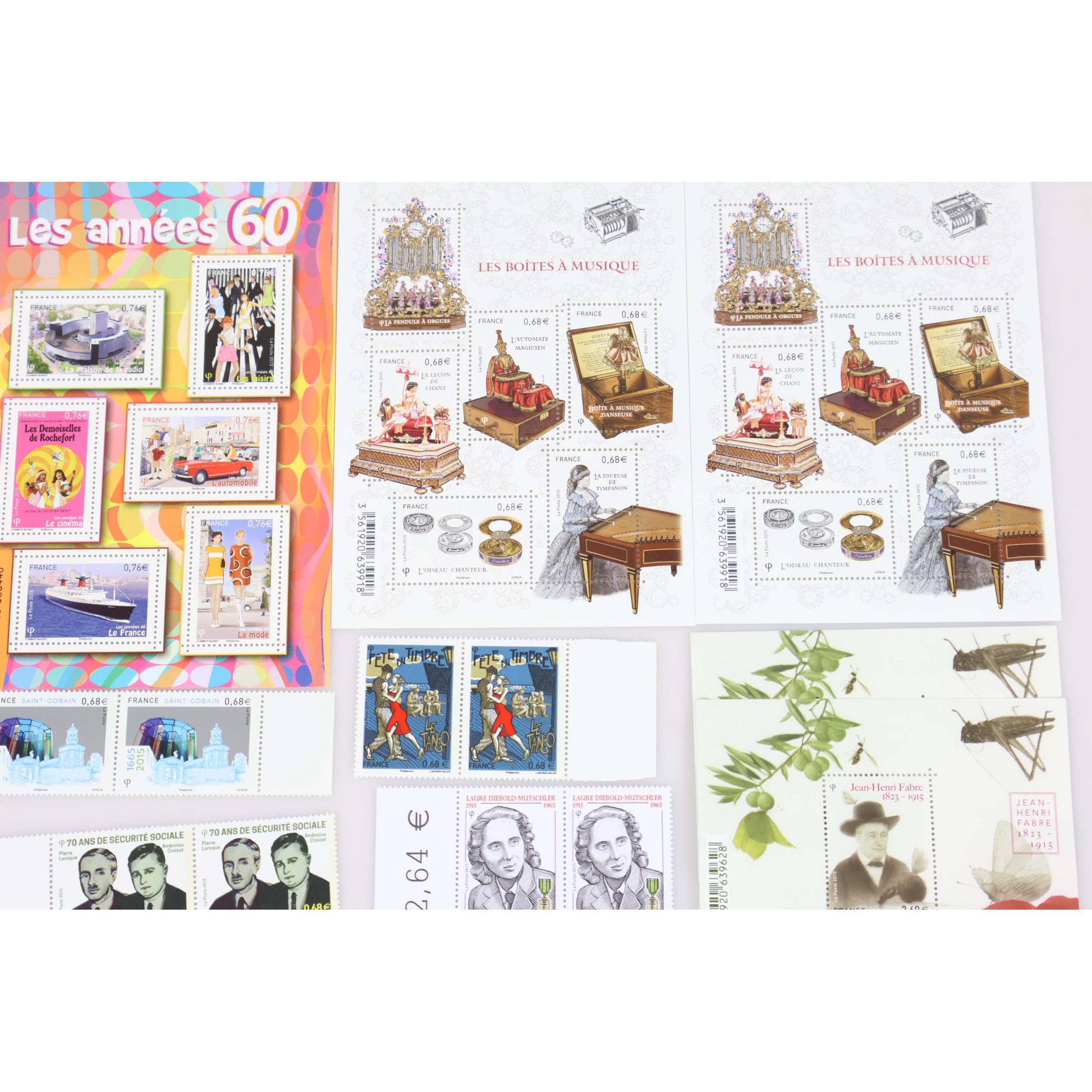 LOT EN EUROS DE L'ANNÉE 2015 TIMBRES ET BLOCS-FEUILLETS NEUFS** AVEC DOUBLES