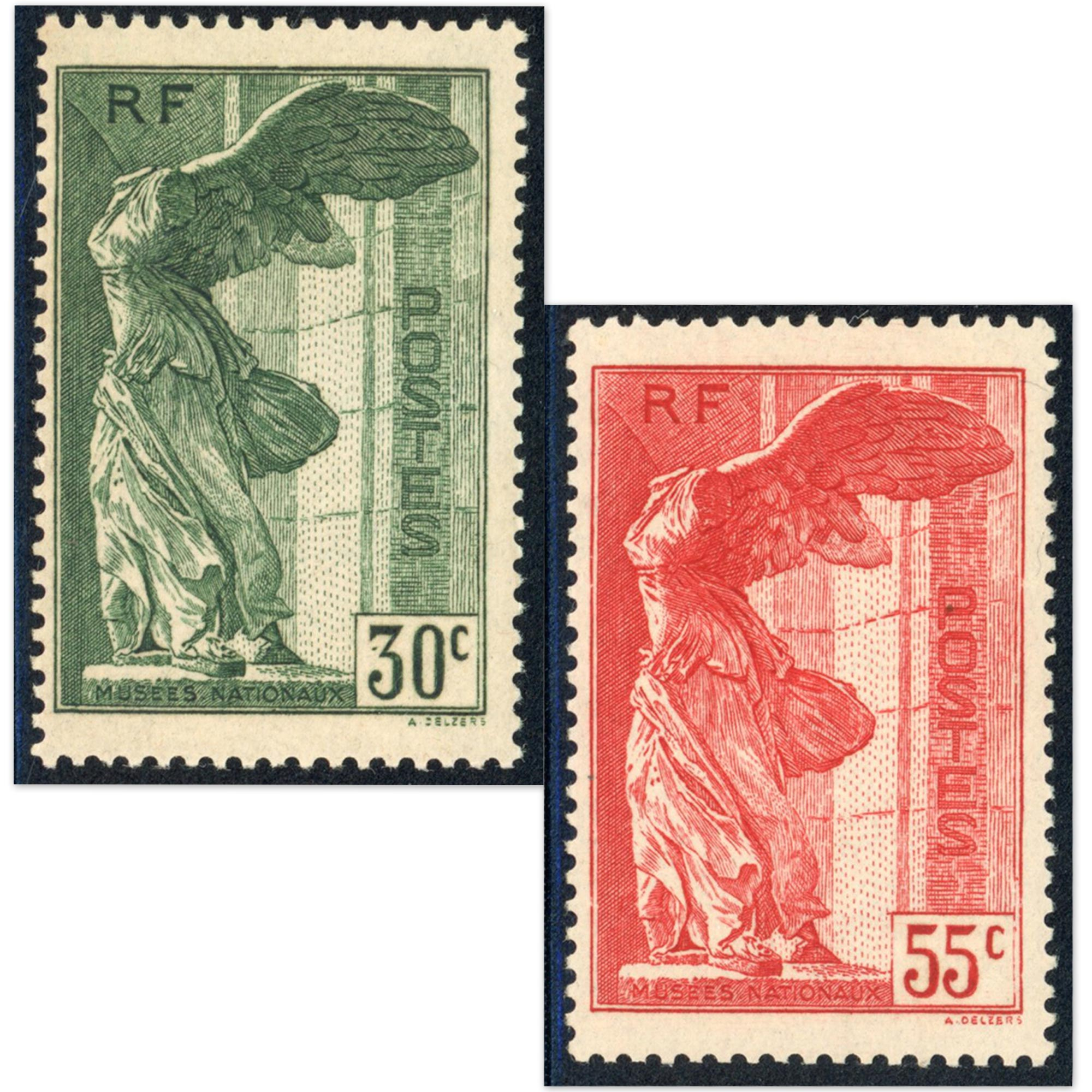 VICTOIRES DE SAMOTHRACE N°354/355 SIGNÉS BRUN TIMBRE DE FRANCE NEUF QUALITÉ LUXE