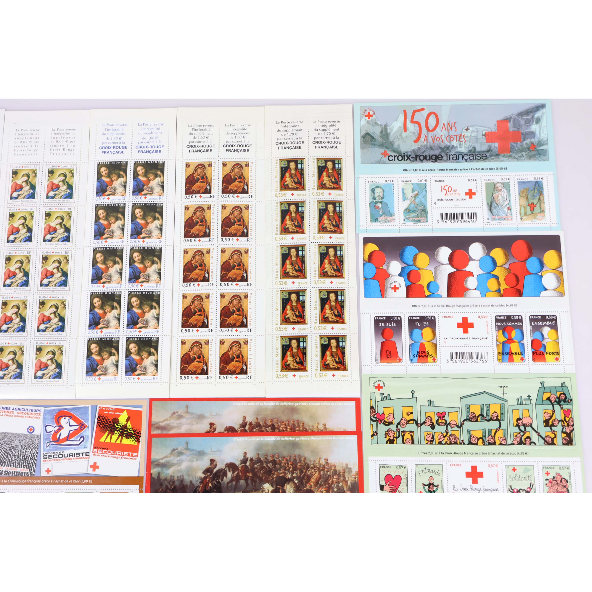 THÉMATIQUE CROIX-ROUGE EN EUROS BLOCS-FEUILLETS ET CARNETS DE TIMBRES NEUFS**
